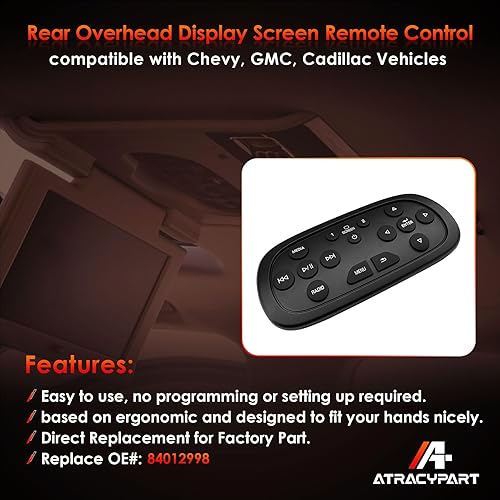 Miniatura 2 de Control remoto de entretenimiento DVD Control de pantalla trasera Reemplazo para Chevy Silverado 1500/2500HD/3500HD 2013-2021, GMC Sierra Yukon