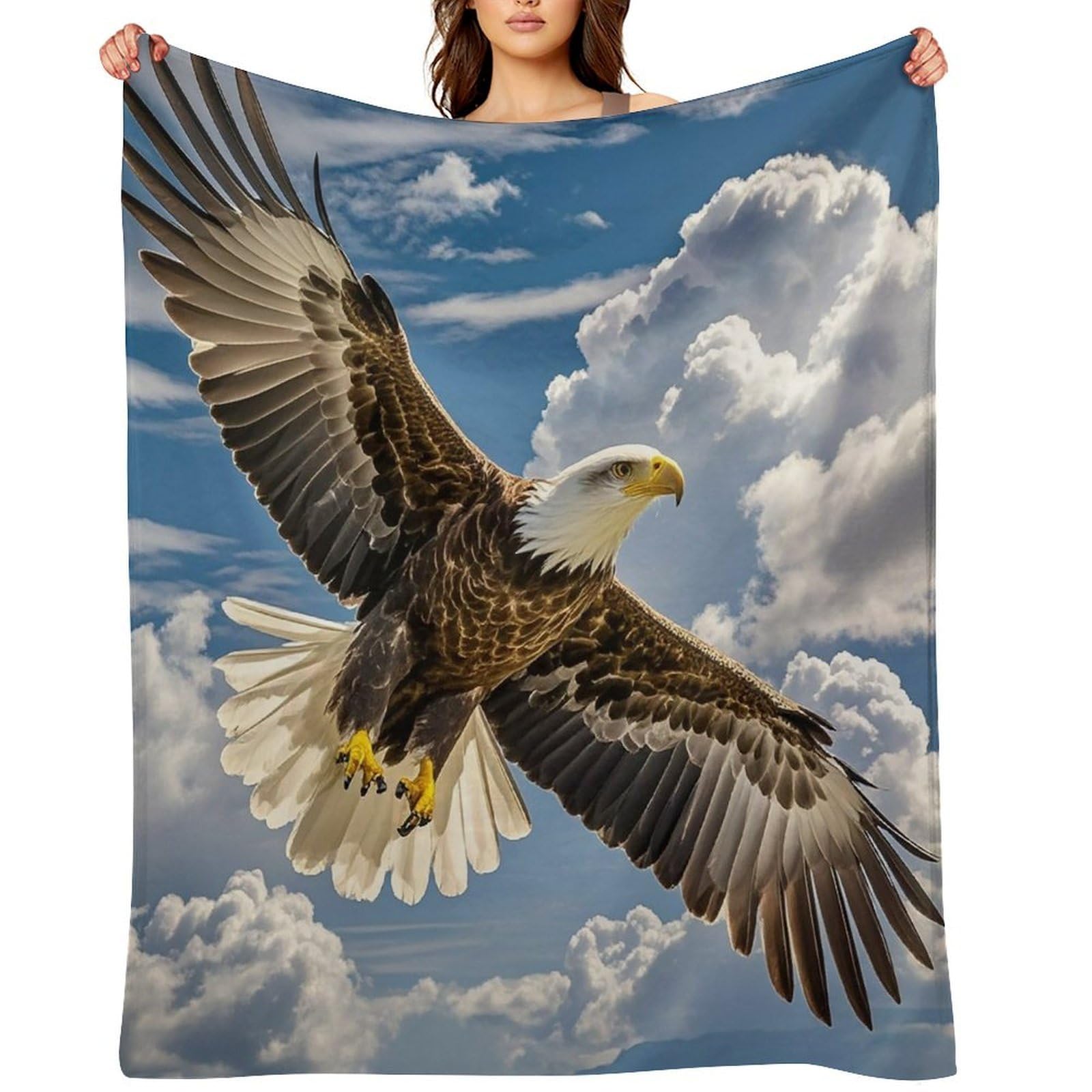 Flannel Fleece Throw Blanket - 30"x40" Super Soft Plush,Lightweight Wrinkle Resistant Cozy an Eagle Blanket for Couch Sofa Bed Travel Camping and Gift