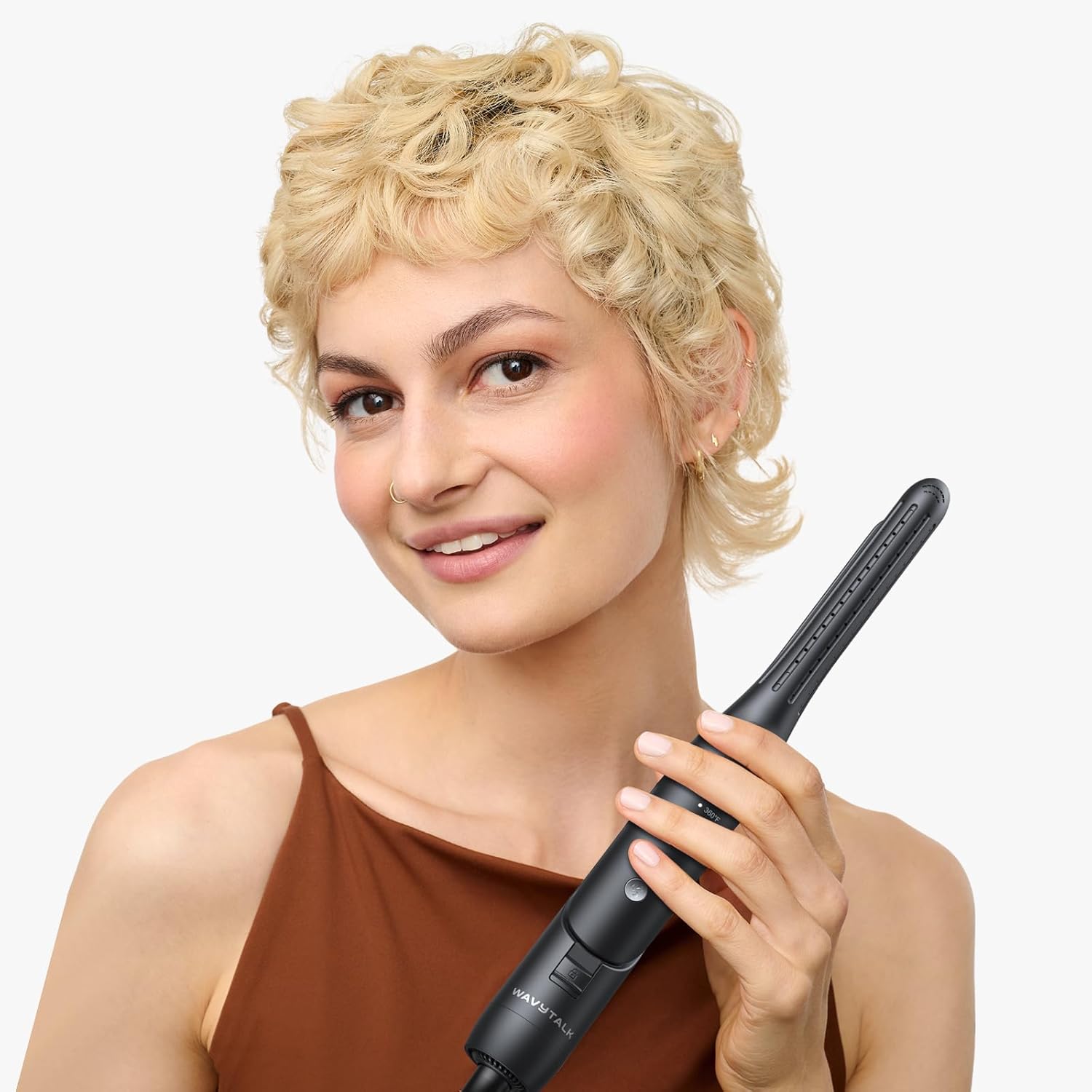 Wavytalk 0.65" Pencil Flat Iron, Cool Curl Pencil, Small Airflow Styler and Straightener for Short Hair, Pixie Cut and Edges, Curling Iron for Short Hair with 360º Cool Airflow, Black