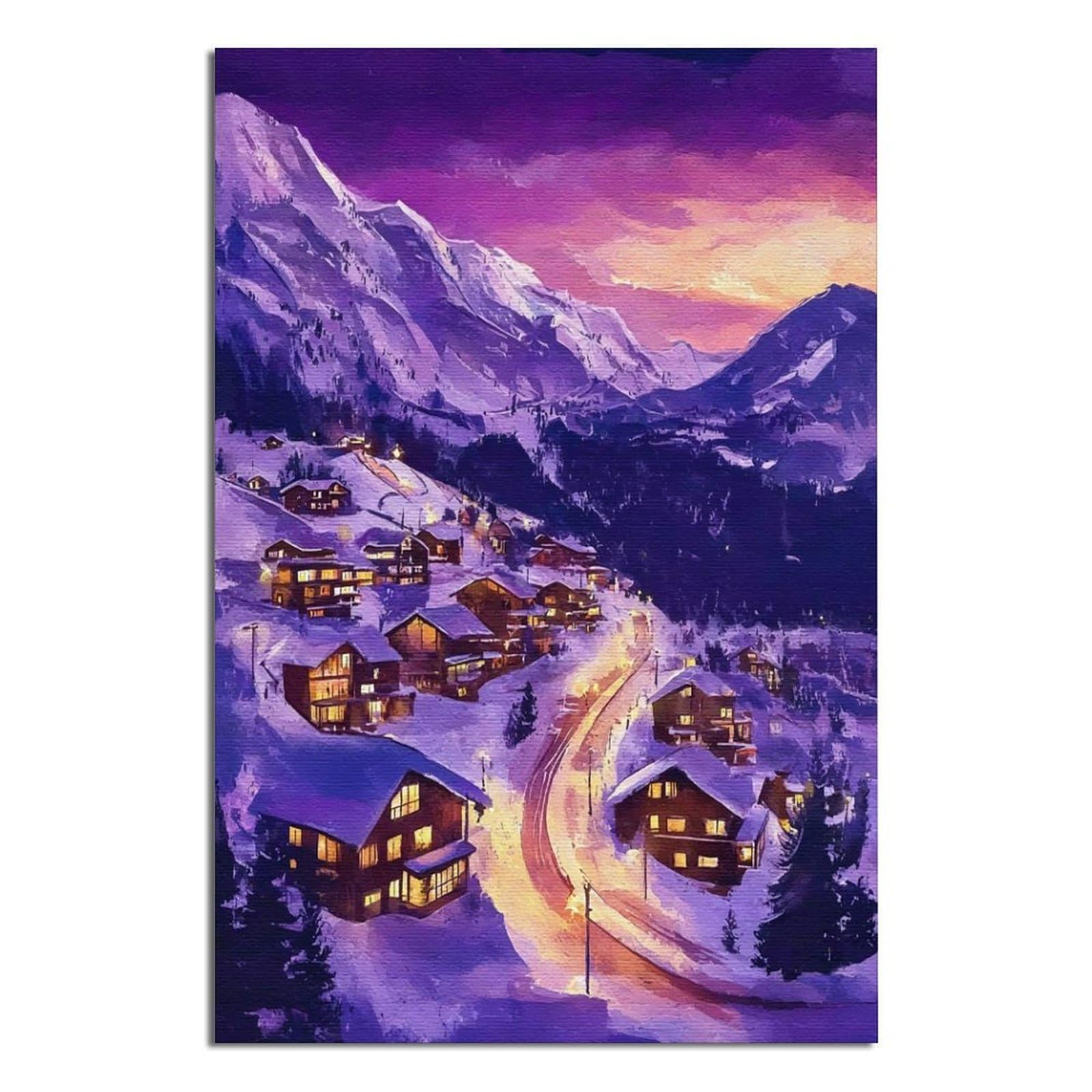 Courchevel Ski Poster 20x30inch(50x75cm) Vintage Watercolor Canvas Art