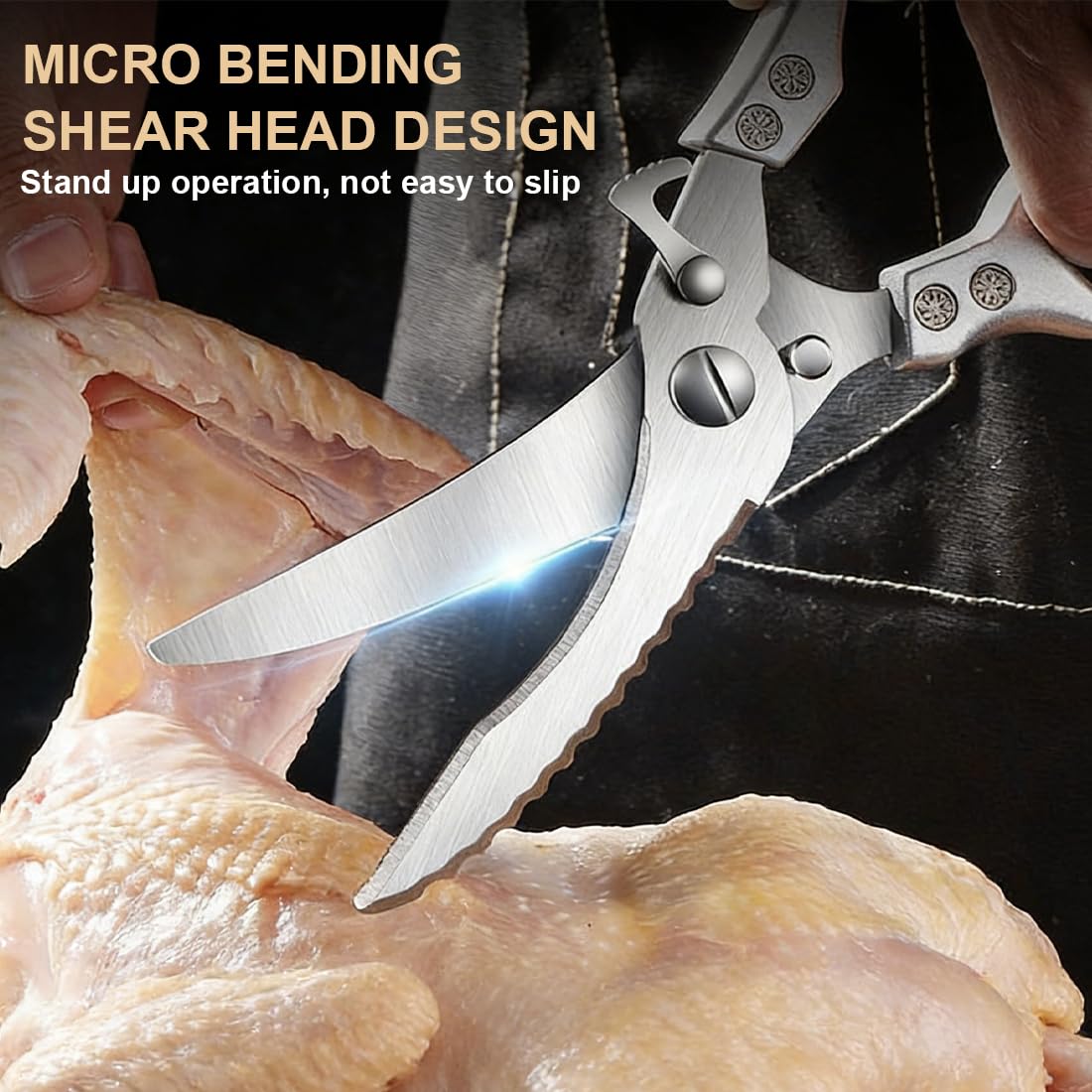 Forbici da Cucina Acciaio Inox Professionali Multifunzione per Carne Pesce Ossa Verdure