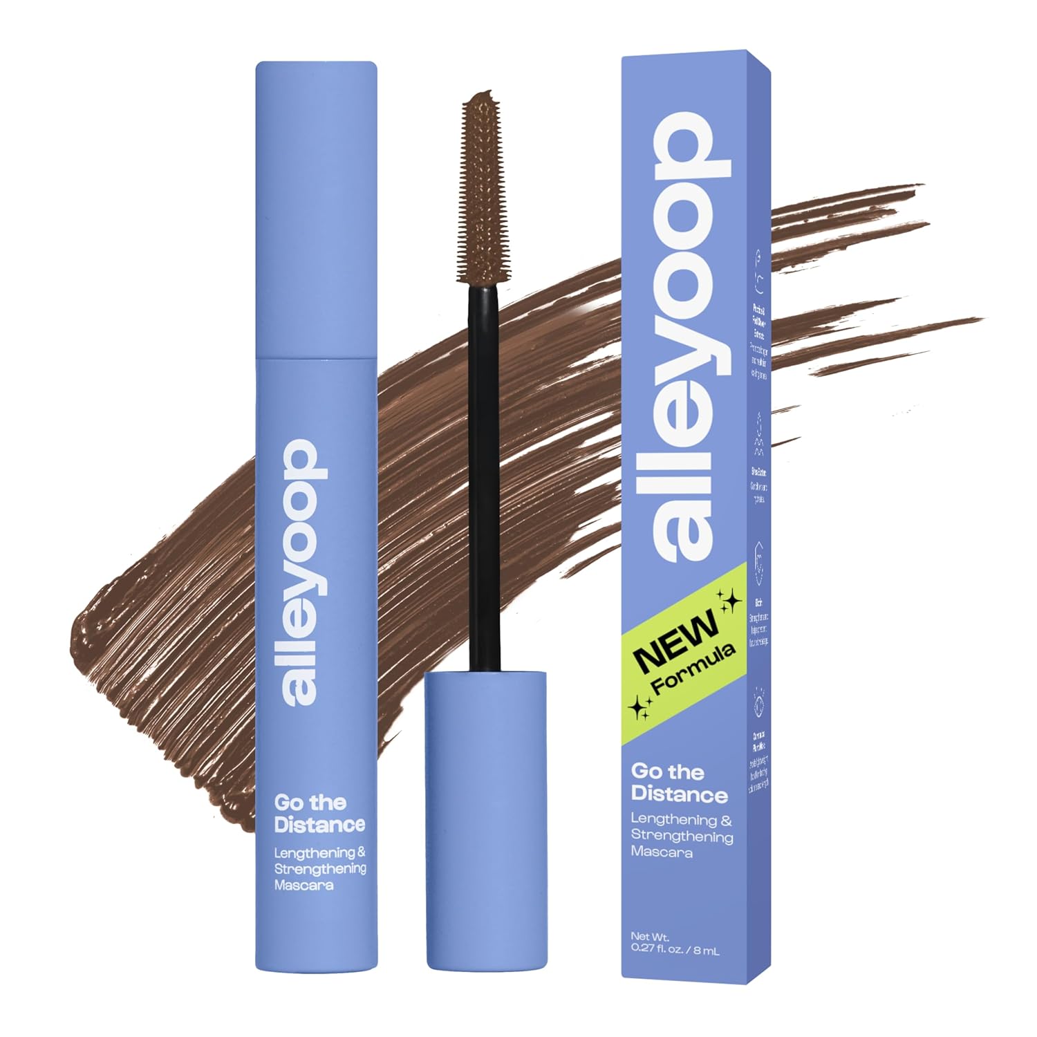 Alleyoop Tubing Mascara Brown – Lengthening Mascara Tubing Formula, Smudge Proof for Sensitive Eyes, Clean Vegan Lash Definition, Biotin Peptide Infused, Full 8 mL