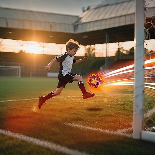 Miniatura 4 de Glow in The Dark Soccer Ball, Light Up Indoor&Outdoor, Gifts for 3-15 KidsTeens, Red LED Lights, Pre-Installed Batteries, Includes Pump-Size 34 5