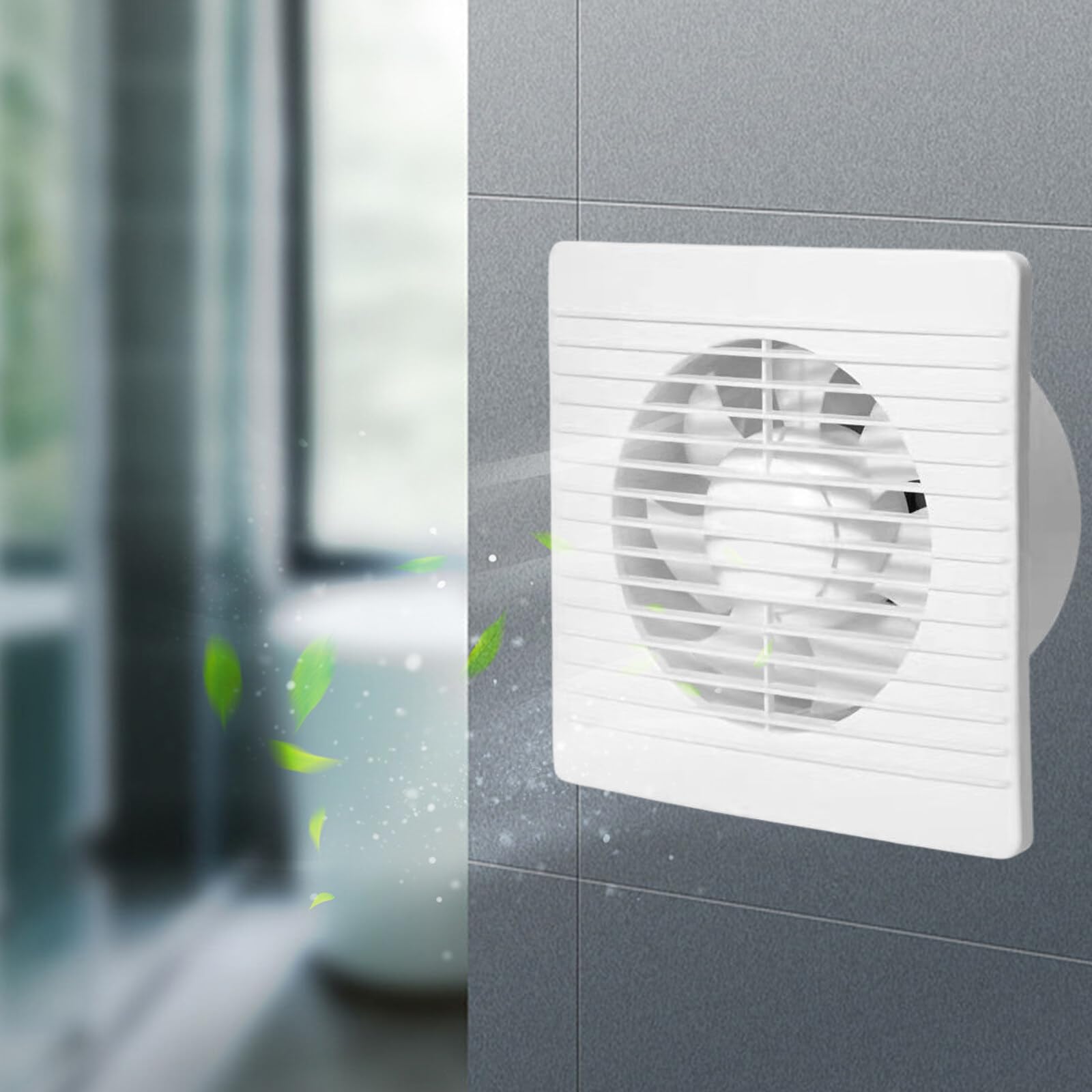 Ventilador extractor de 100 mm: ventilador de baño montado en la pared con vÔlvula antirretorno, ventilador de pared, funcionamiento silencioso, ventilador de pared, ventilador para ventilación en la