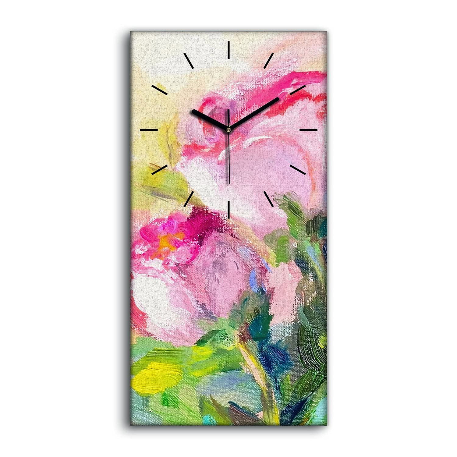 Horloge sur Toile Flux de Pétrole Fleuri Silencieuse pour Ambiance Zen de Chambre