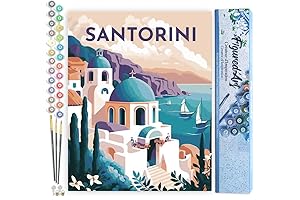 Santorini Figured Art, DIY Paint by Numbers for Adults, Travel Poster Deco...