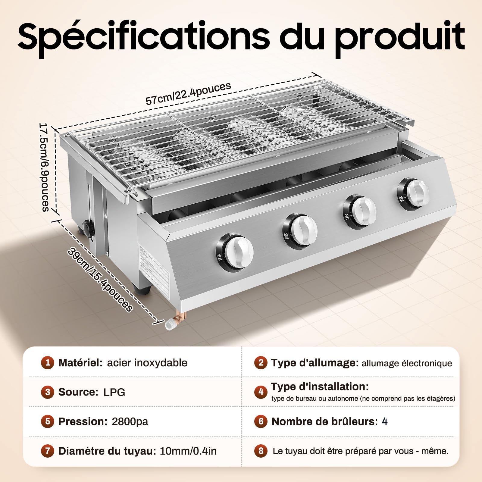 Propanowy grill gazowy, grill ogrodowy ze stali nierdzewnej, rożen, nadaje się do każdej przestrzeni zewnętrznej, takiej jak podwórze, ogrody, dziedzińce, tarasy i balkony, a także inne miejsca