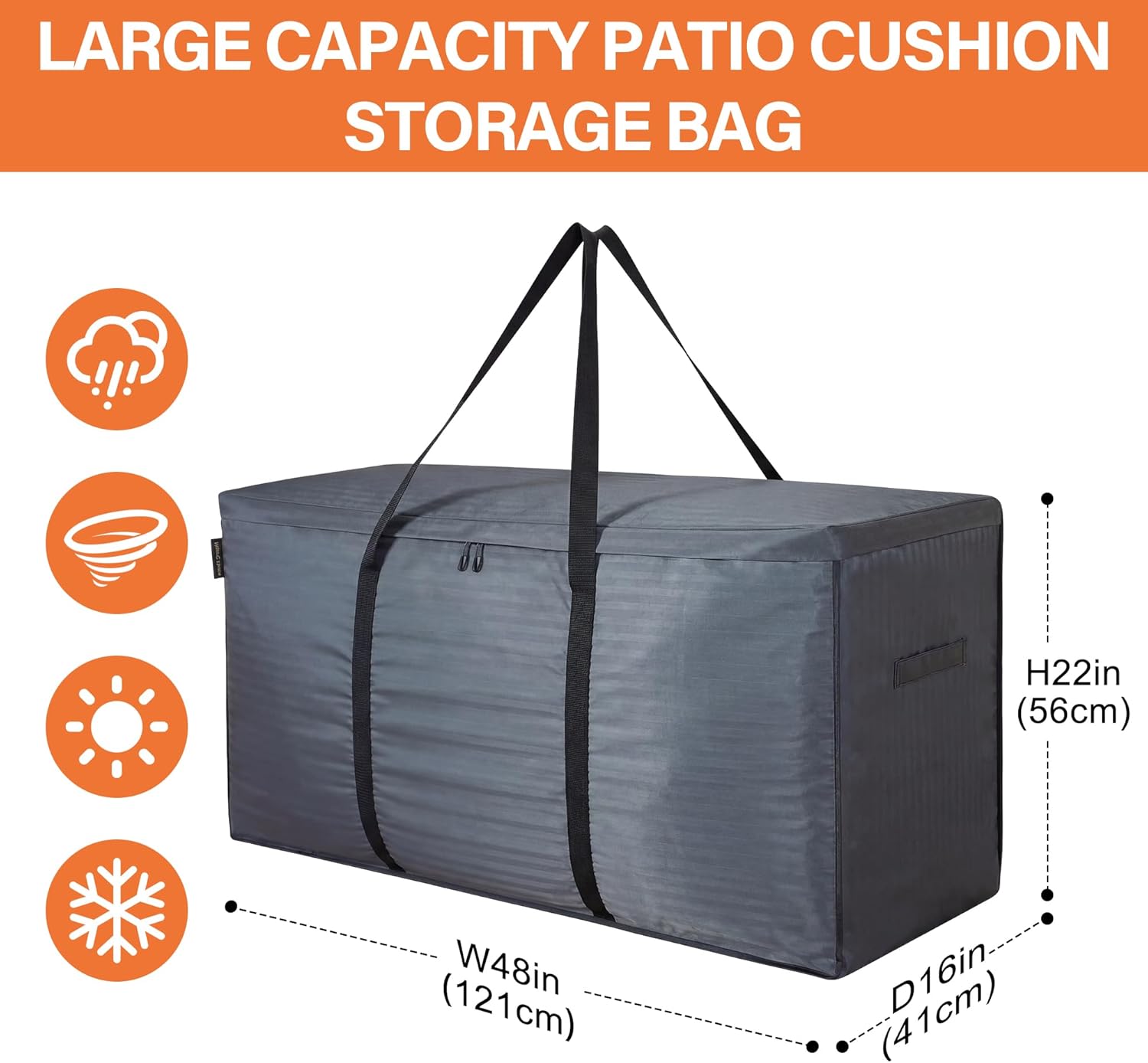 storagebag Patio Cushion Storage Bag, Outdoor Cushion Storage Bag,Waterproof Extra Large Furniture Storage Bag with Handle and Zipper, 48in L x 16in W x 22in H