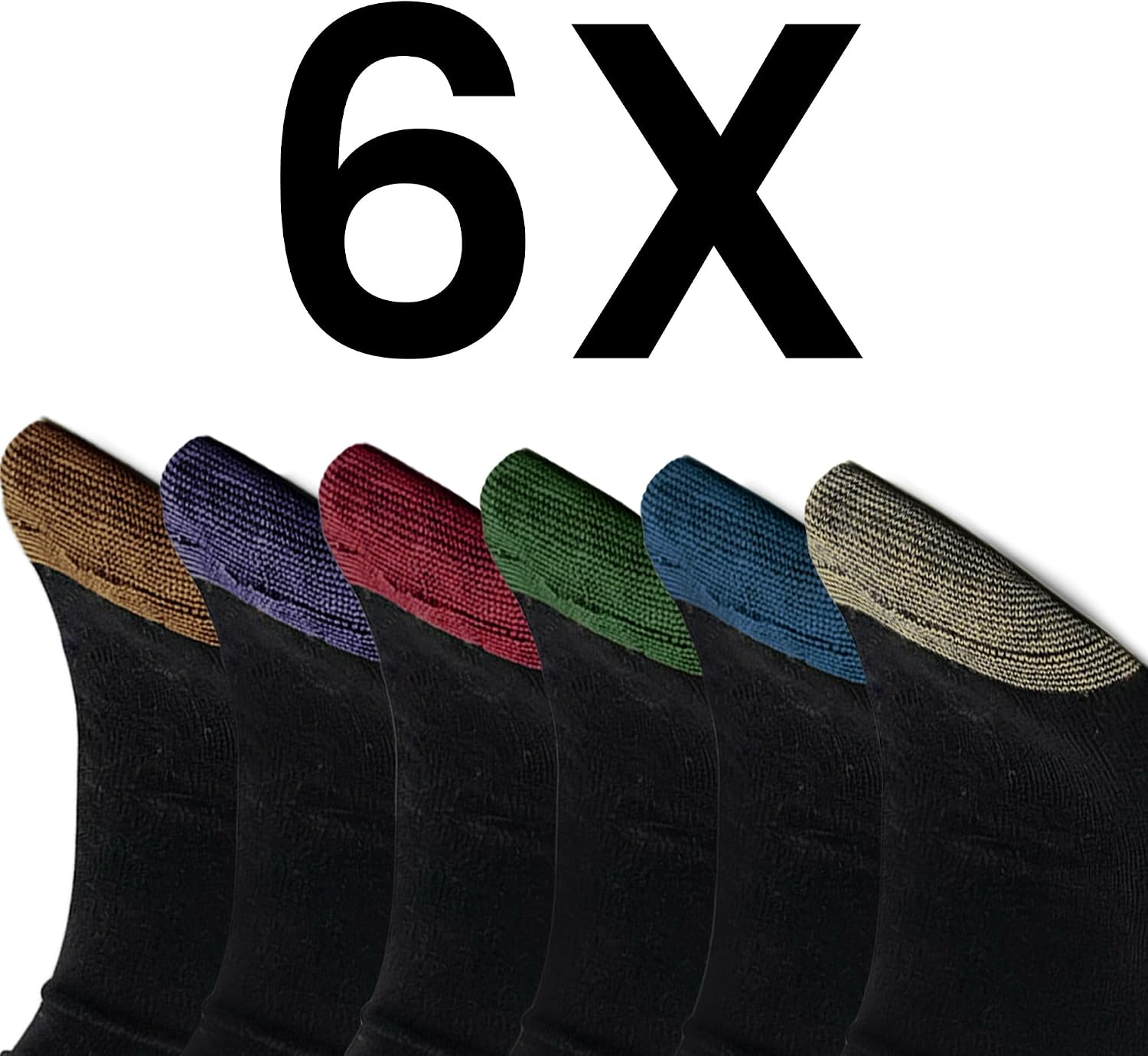 AMELLE Formal Black Assorted Men's Socks Soft Crew Socks Breathable Classic Dress Sock with Reinforcement Heel & Toe 10-13 US