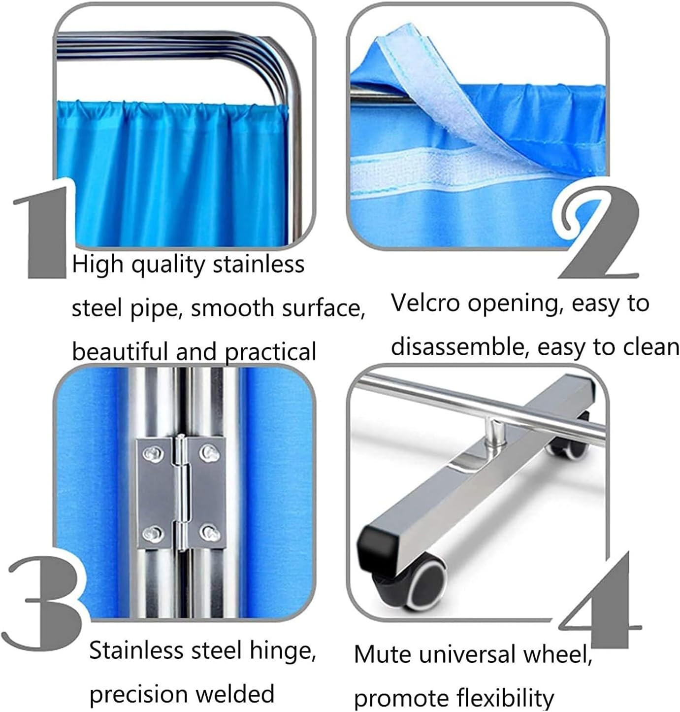 4-Panel Mobile Privacy Screen Room Partition,Beauty Salon/Hall Standing Door Partition