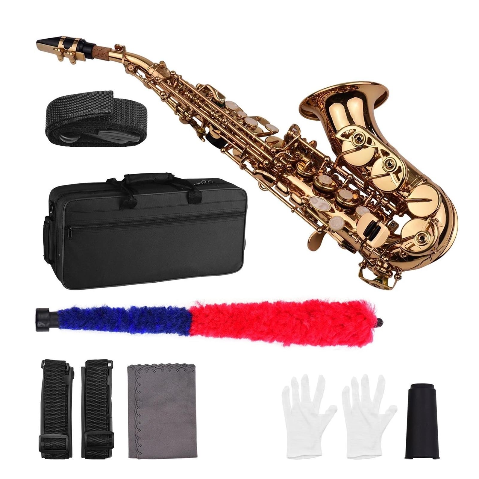 Saksofony Dla Początkujących Miniaturowy Saksofon Sopranowy B Dur Mosiężny Lakierowany Na Złoto Instrument Dęty Z Drewna Akcesoriami