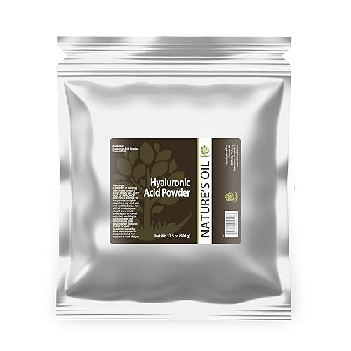 Nature's Oil Polvo de ácido hialurónico (hialuronato de sodio) 0.8-1.2M Da - Alto peso molecular, grado cosmético puro para sueros de bricolaje,