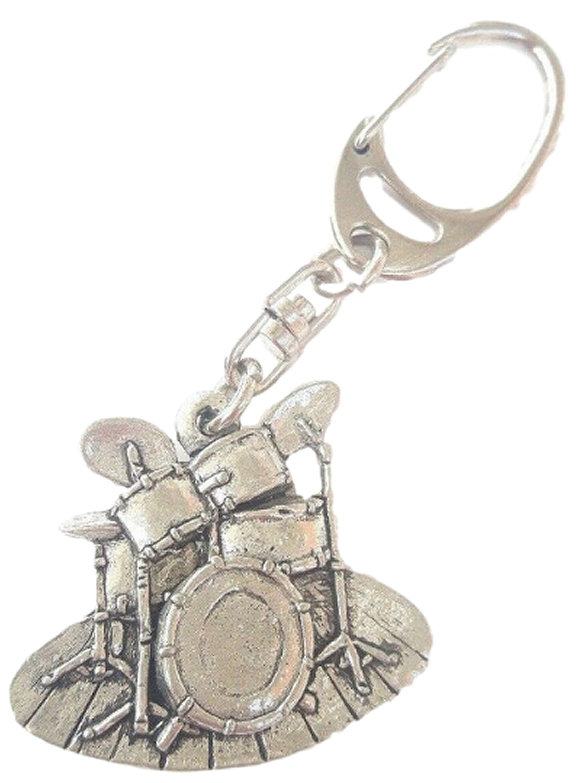 Smartbadge Drum Kit Handcrafted from Solid Pewter In the UK Key Ring + 59mm Button Badge