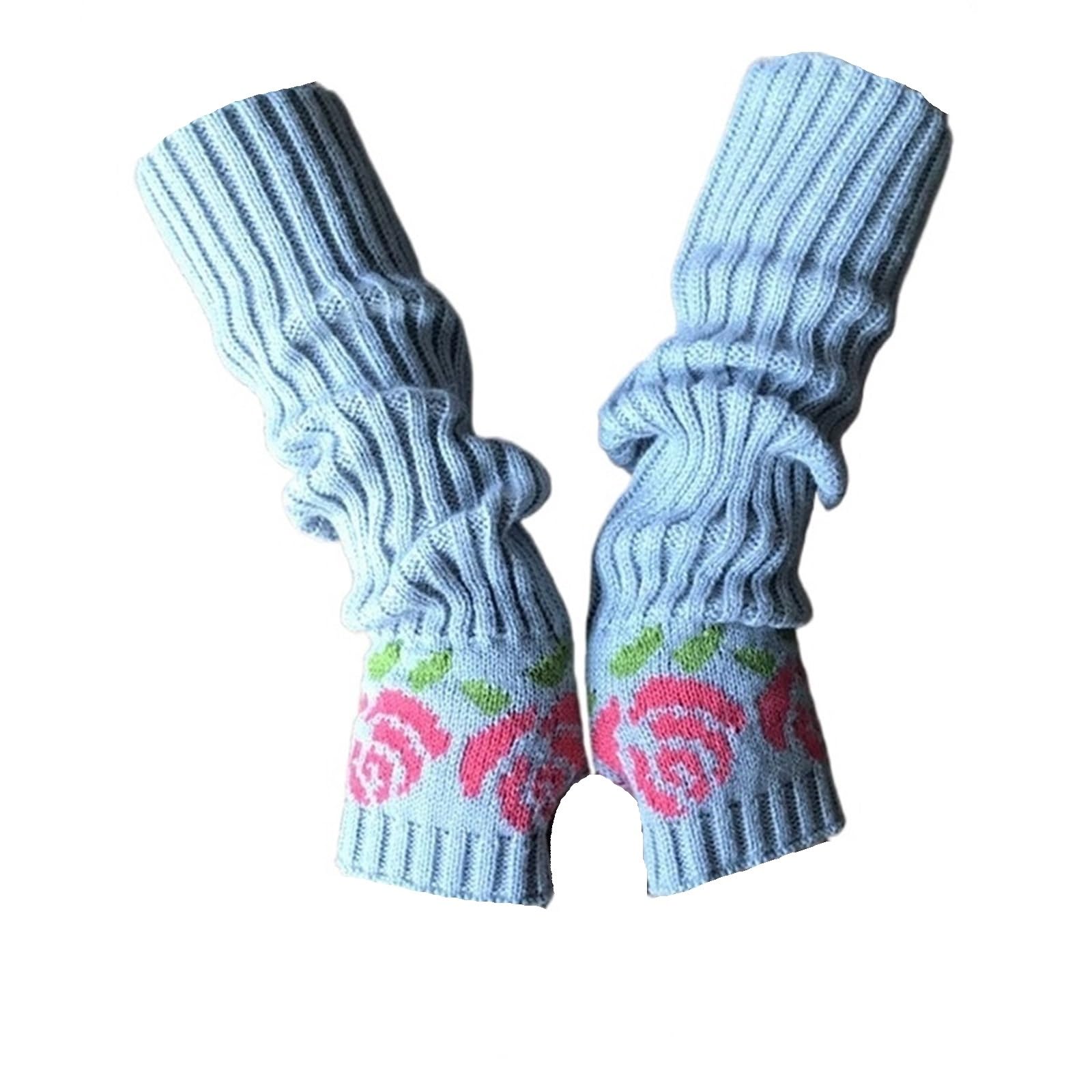3 pares de guantes invierno punto rosa medio dedo alargados incluso brazo for mujer Para Correr, Ciclismo, Conducir