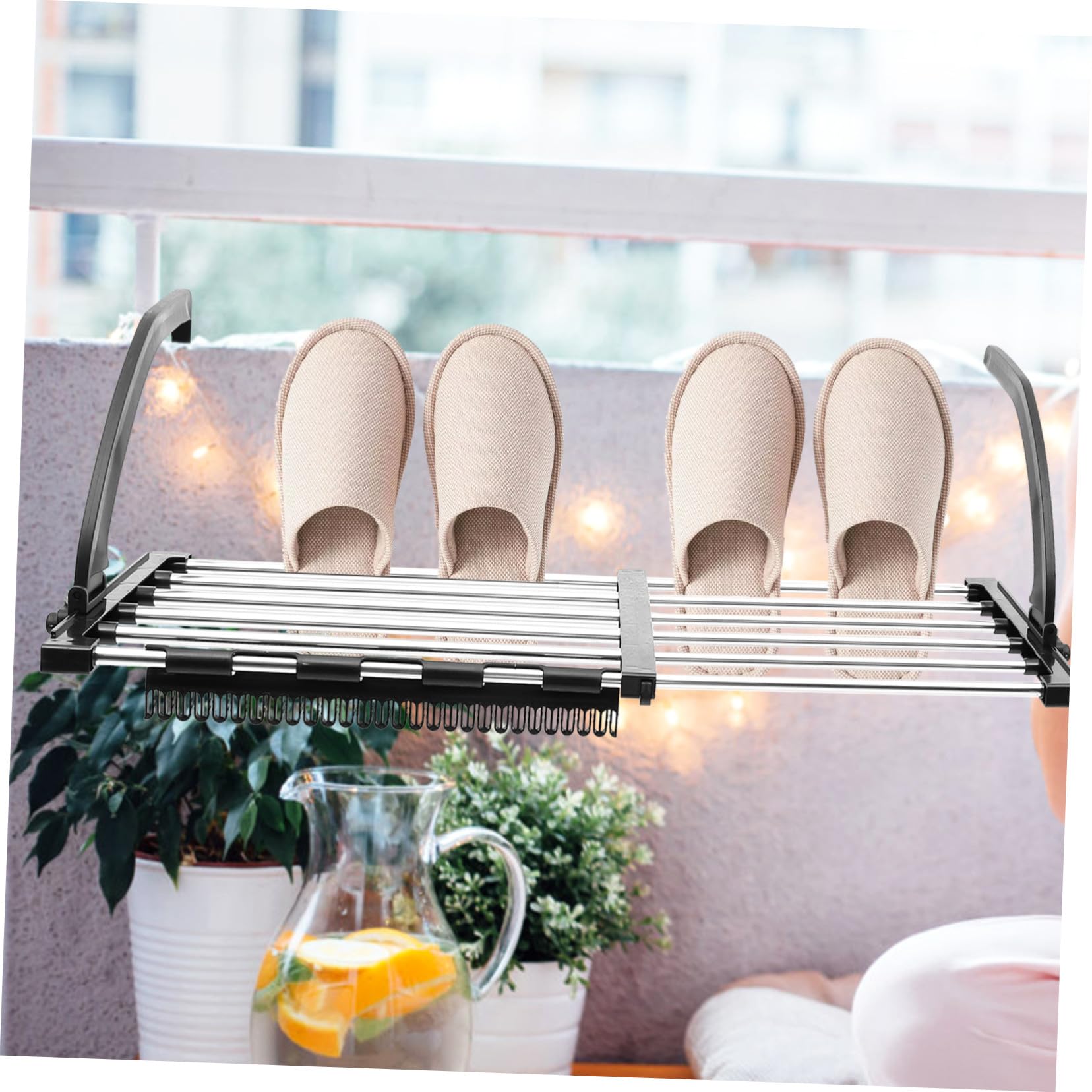Stendibiancheria Portata da Acciaio in Balcone Biancheria e Inossidabile Salvaspazio Pieghevole 42-73cm Elevata per Guanti Leggera Lavanderia
