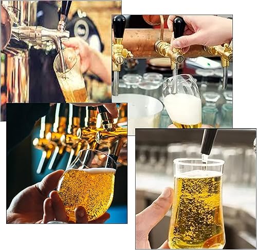 Miniatura 5 de Grifo de cerveza ajustable dorado  Controlador de flujo, grifo de barril de cerveza, vástago cromado G58 con tuerca hexagonal de cerveza con codo de