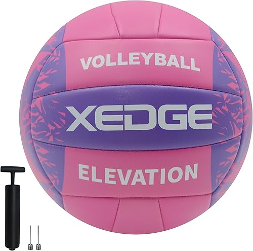 XEDGE Pelota de voleibol cosida a máquina, tamaño 5, oficial para entrenamiento en interiores y exteriores, playa, césped y juego en la cancha