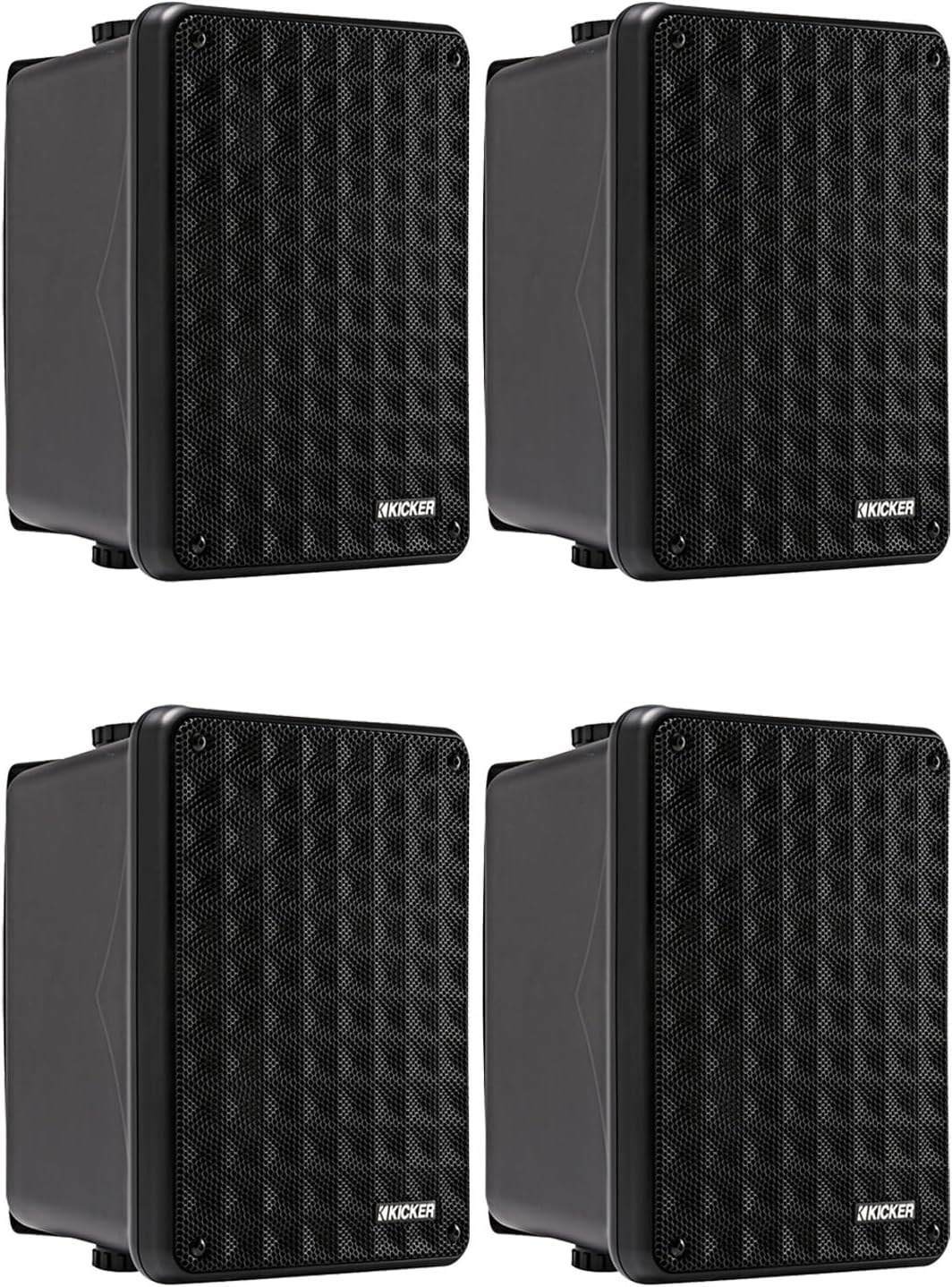 KICKER KB6 6.5" 150 Watt Peak Power 2-Way Full-Range Indoor/Outdoor Black Stereo Speakers (Qty 4)