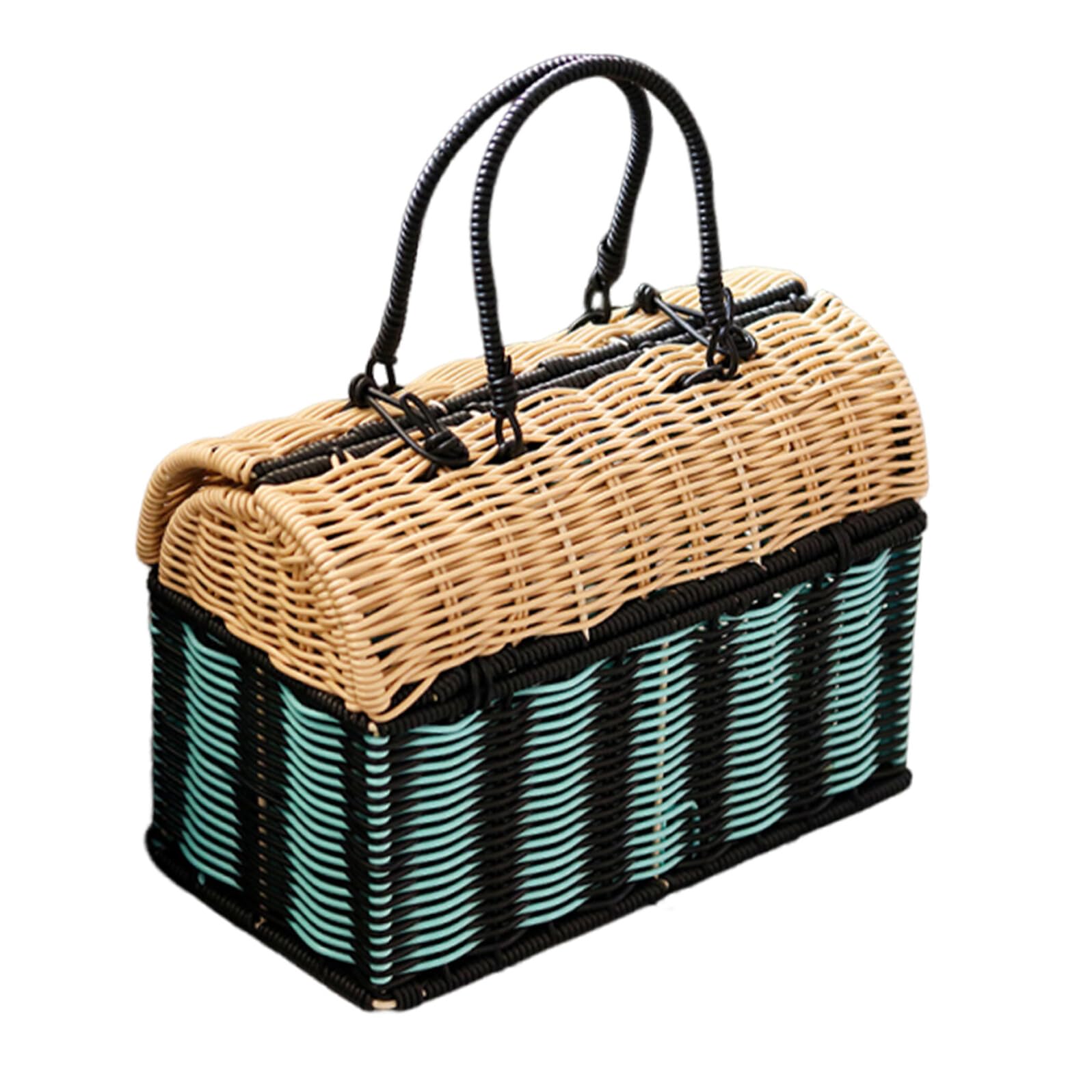 Gatuida Grande Borsa Tote Intrecciata a Mano in Finto Rattan Sintetico Borsa da Spiaggia Leggera e Resistente per Donna Multiuso per Viaggi Shopping e Organizzazione Casa