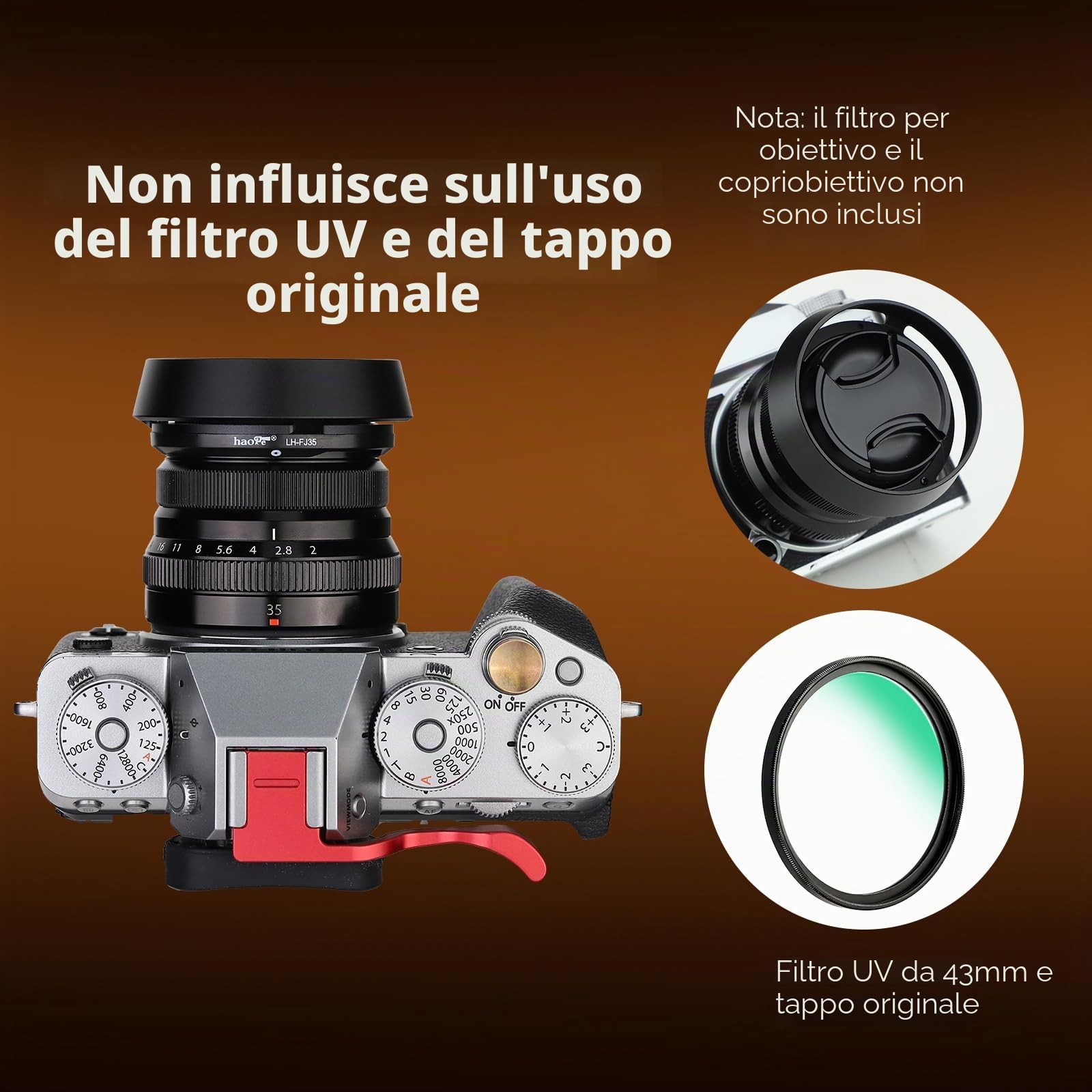 Haoge LH-FJ35 - Paraluce rotondo in metallo a baionetta per Fujifilm Fuji Fujinon XF 35 mm f/2 R WR XF35mmF2, XF 23 mm f2 R WR XF23mmF2 e XC 35 mm F2 XC35mmF2 LH-XF35-2