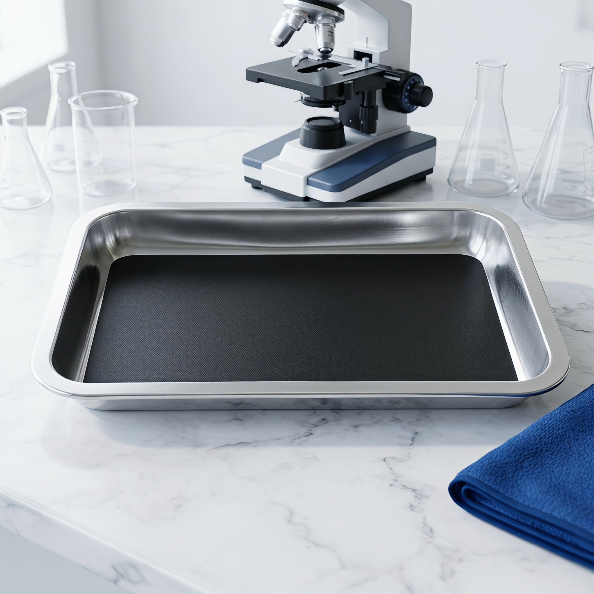 Artibetter 2 vassoi porta-strumenti in acciaio inox, formato rettangolare 30,5 x 20,3 x 3,5 cm - Piastra organizer per strumenti da laboratorio