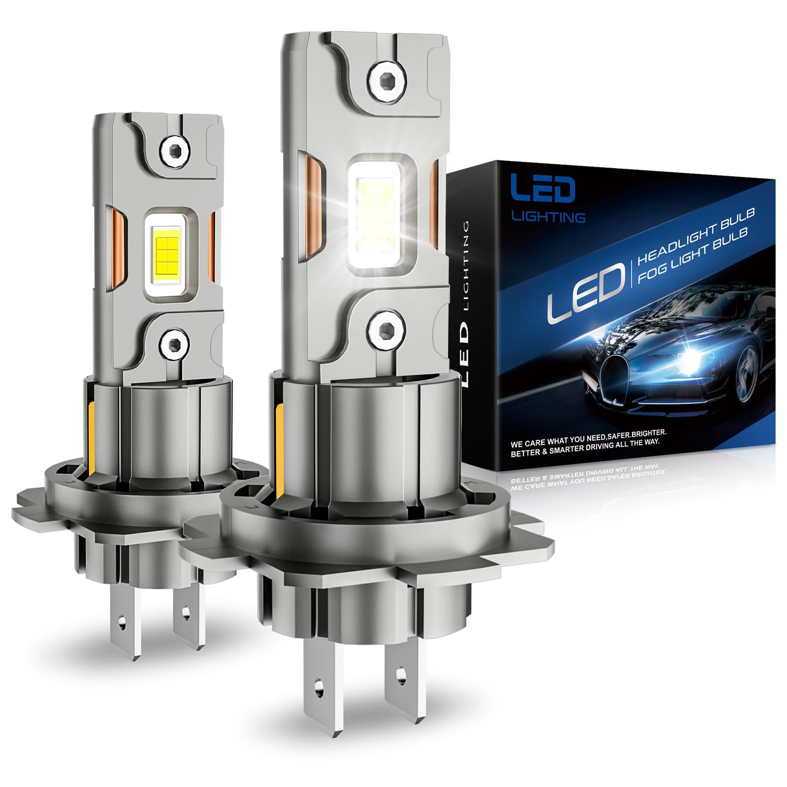 SHINYY Bombilla LED H7 para Faros de Coche 2026 Mejorada, 28000LM Alta Potencia Lámpara LED H7 para Luces de Cruce o de Carretera, 6500K Blanco Frío, Plug and Play, Pack de 2