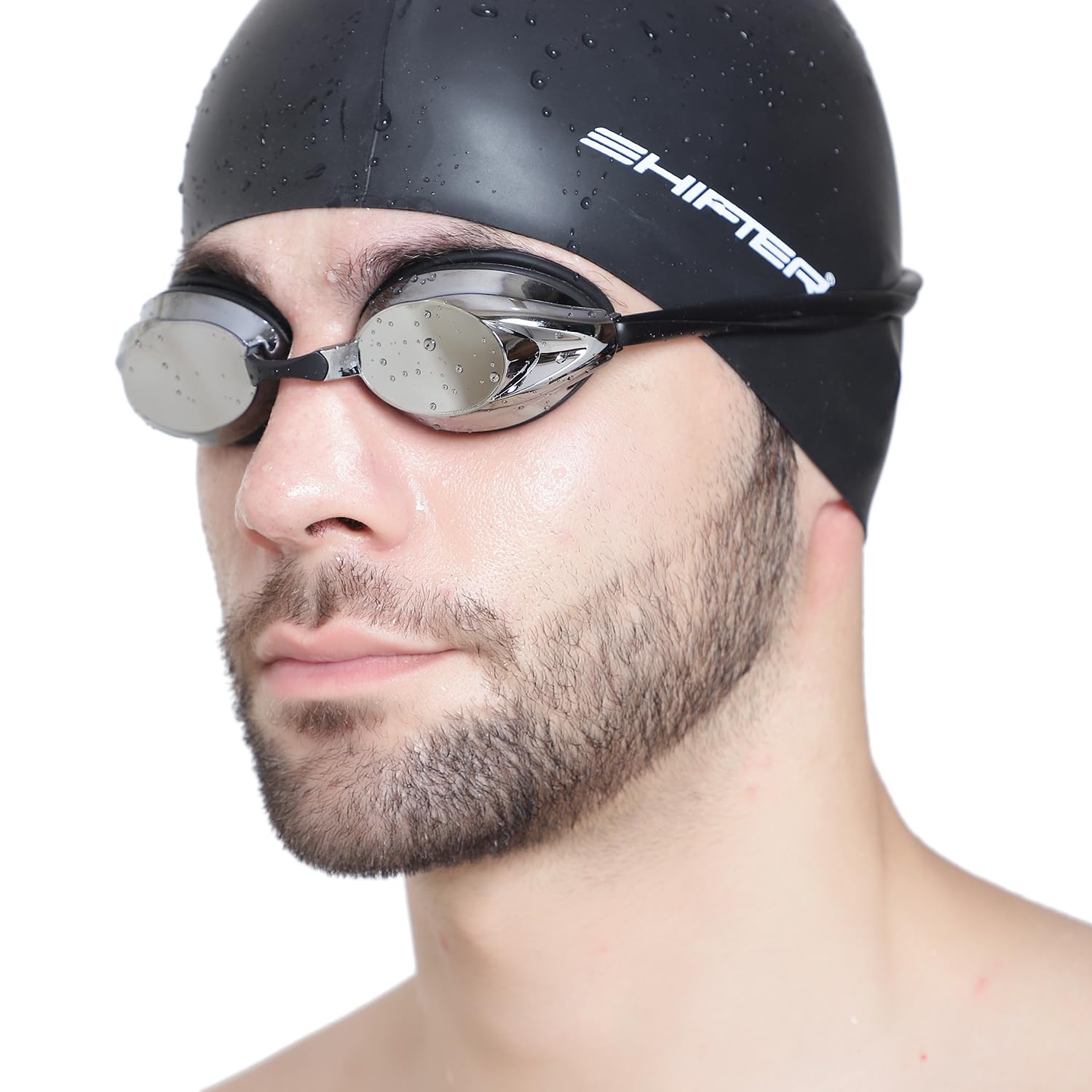 Shifter Premium Swimming Cap & Swimming Goggle Set,Antifog Mirrored Swim Goggles for Men Women Boys & Girls,Soft Silicone Swim Cap for Long & Short Hair (Black-Grey) (B0CYR6RN5T) Amazon Price History, Amazon Price Tracker