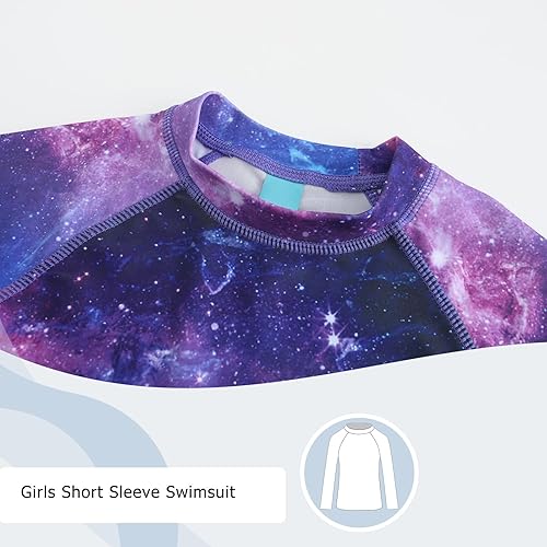 Vista 4 de Camiseta de natación de manga larga para niñas de una pieza con protección solar UPF 50+, trajes de baño de 3 a 16 años