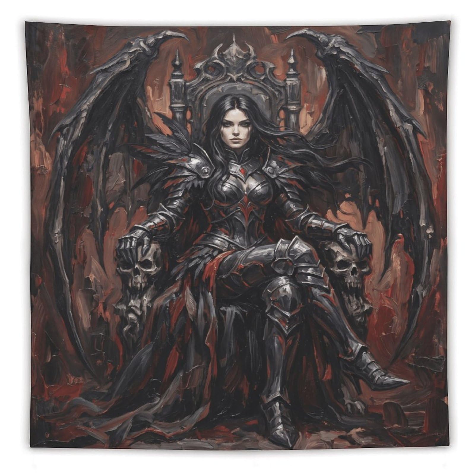 W7C8U2X3 Armored Dark Queen Throne Wall Tapestry, Gothic Fashion