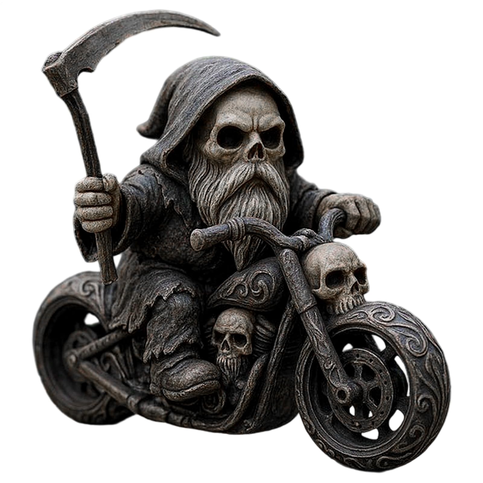 Statue squelette moto cavalier en résine décorative pour bibliothèque et bar
