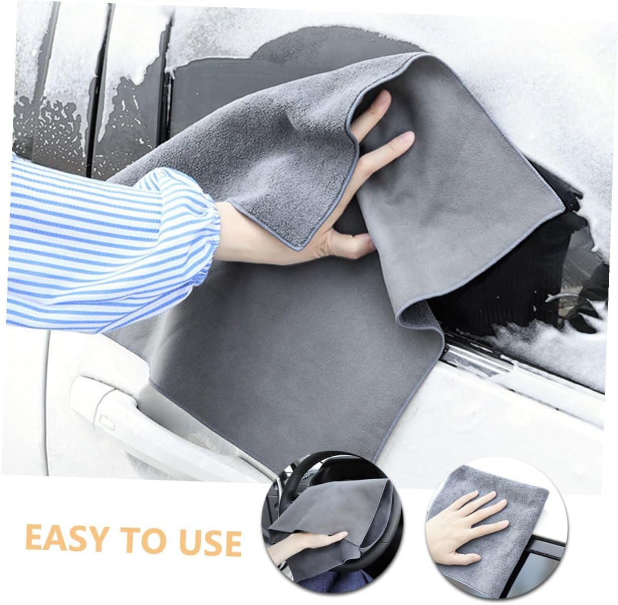 Zerodeko Thickened Car Wash Towel 30x40cm Super Absorbent Auto Drying Cloth Lint-Free Car Polishing Cleaning Rag for Interior and Exterior Detailing