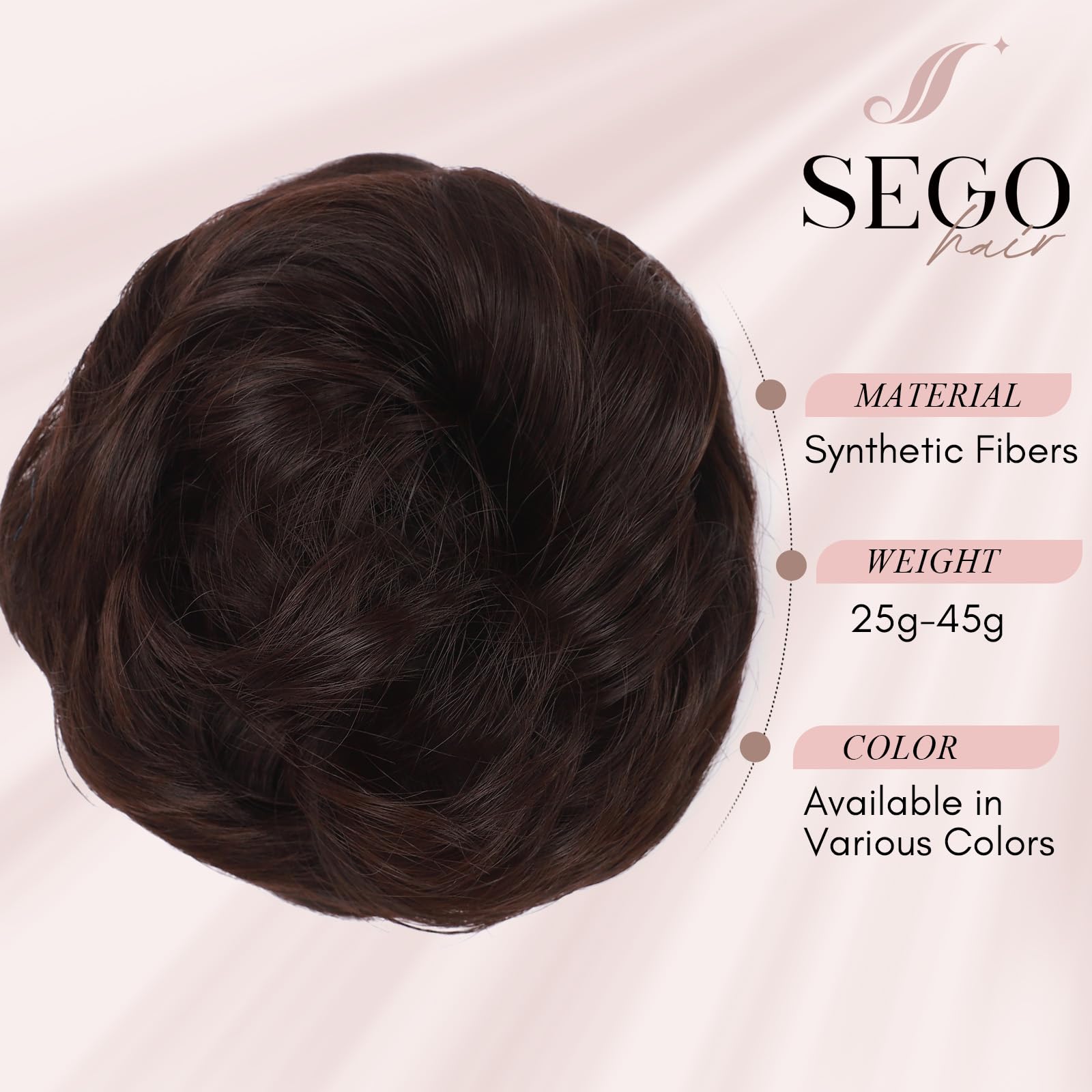 SEGOHAIR Messy Bun Hair Piece Fake Hair Bun Hair Scrunchies Bun - Image 2