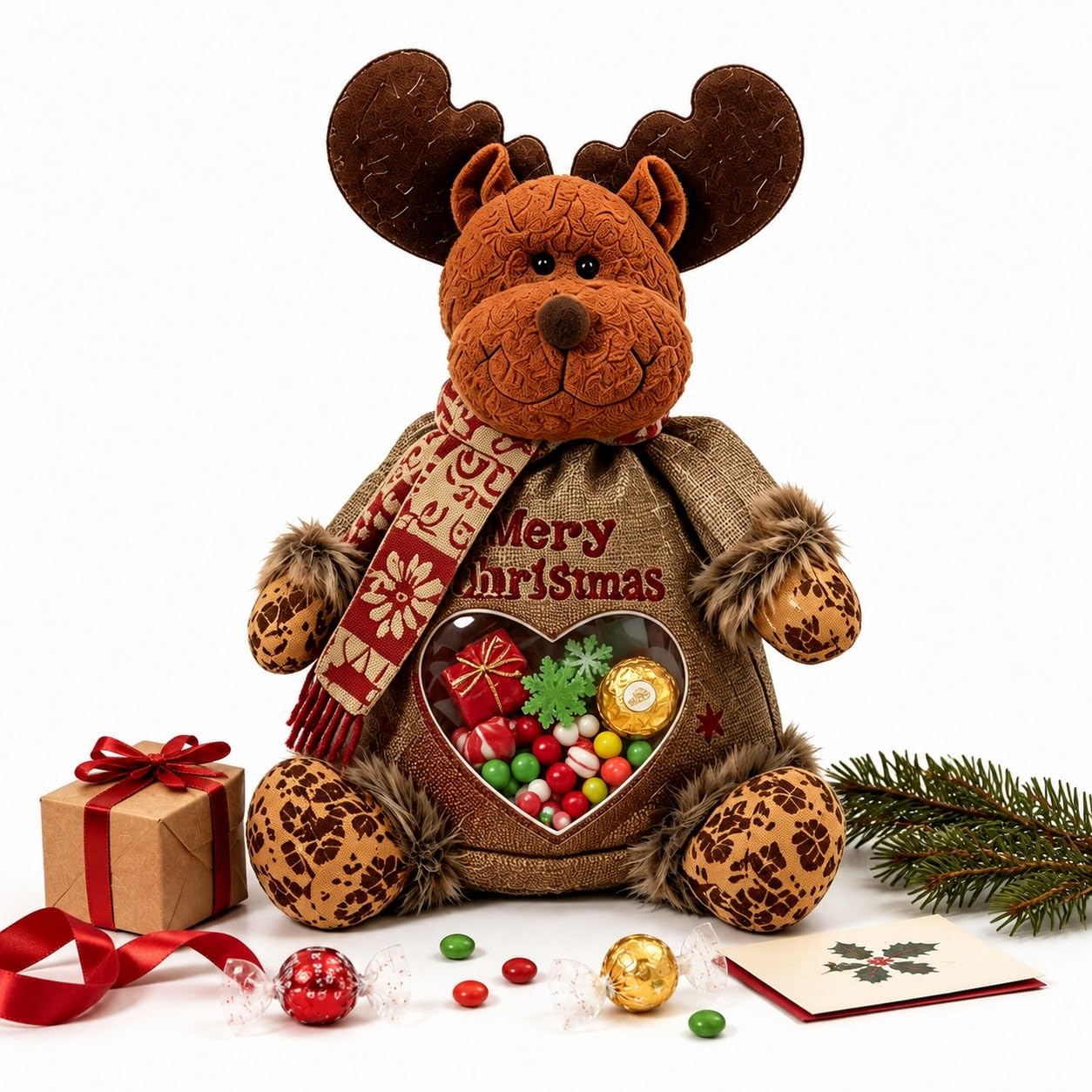 Christmas Gift Bags Zipper Design, 3D Small Christmas Candy Doll Bag