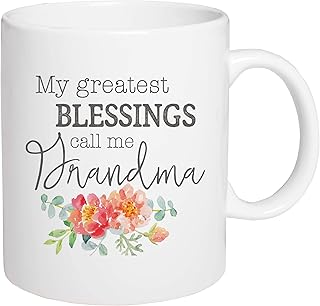 P. Graham Dunn Greatest Blessings Call Me Grandma Floral Pink 15 ounce Porcelain Ceramic Mug