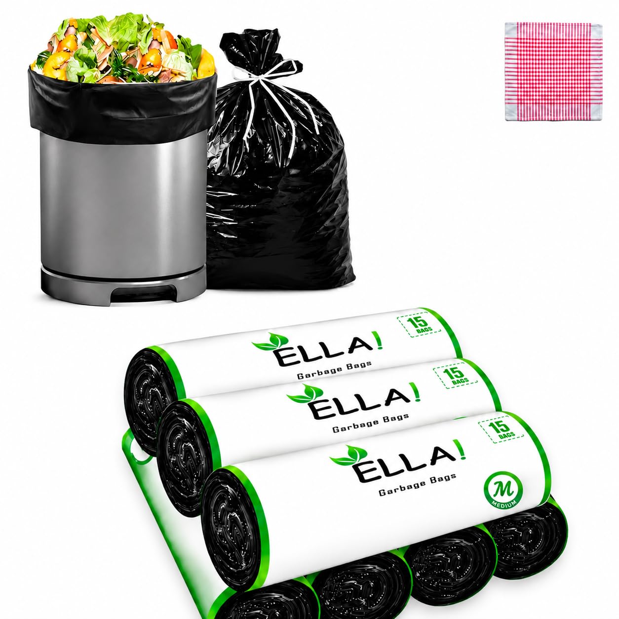 ELLA Garbage Bags 19×21 Inches | 210 Bags (7 Rolls × 30) | Black | Medium | Durable Leak-Proof Dustbin Covers for Home, Kitchen, Bathroom & Office-image-31