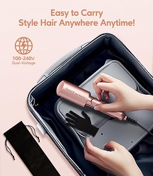 Farery Mini Flat Iron, 1.5 Inch Travel Hair Straightener for Short Hair