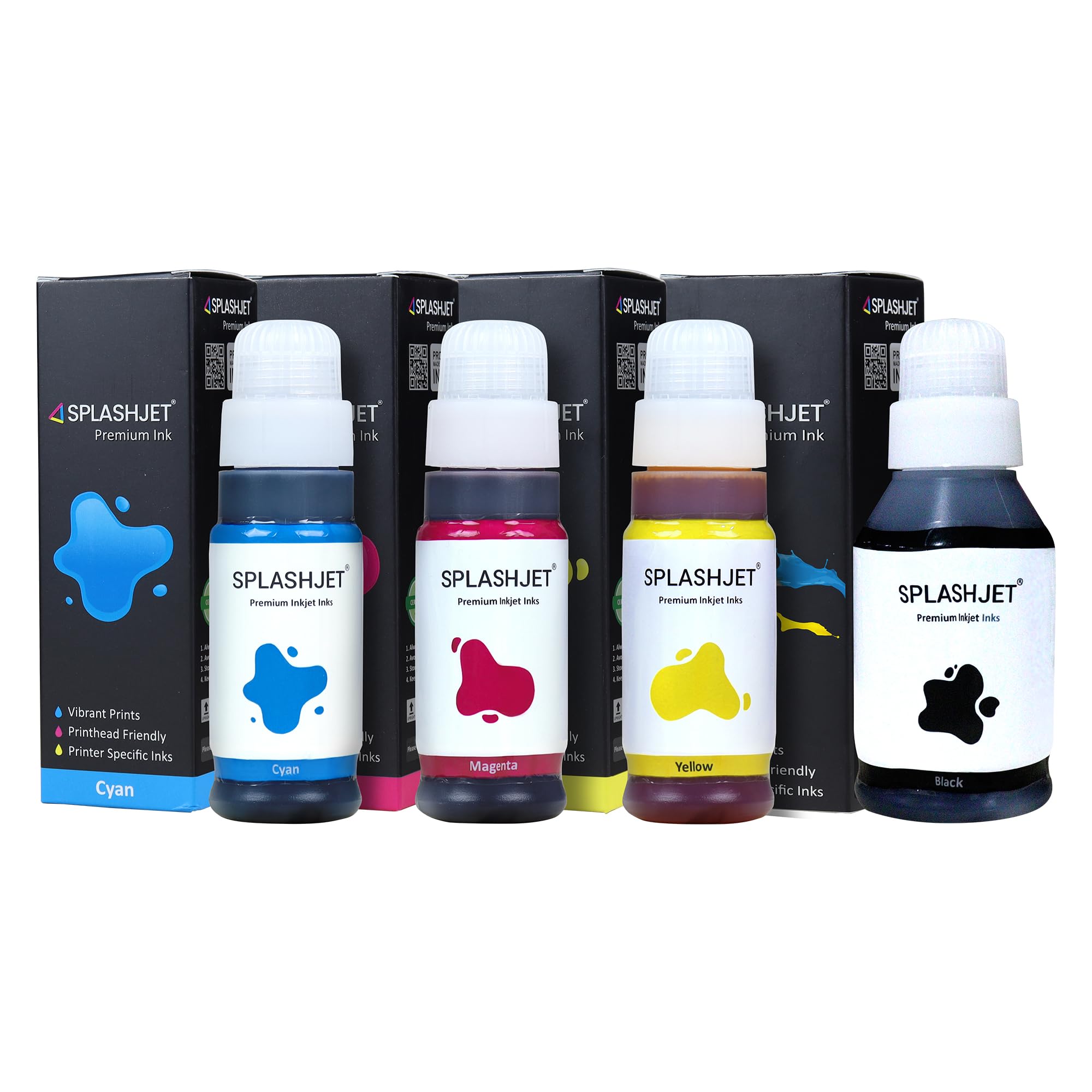 Splashjet 71 Compatible Refill Ink for Canon Pixma G2020, G2021, G2060, G2730, G3020, G3021, G4770, G3770, G1020 Printer - (PGBK x 135gm) (C/M/Y x 70gm) Ink Bottle Set - 502368,MULTI-COLOR PACK