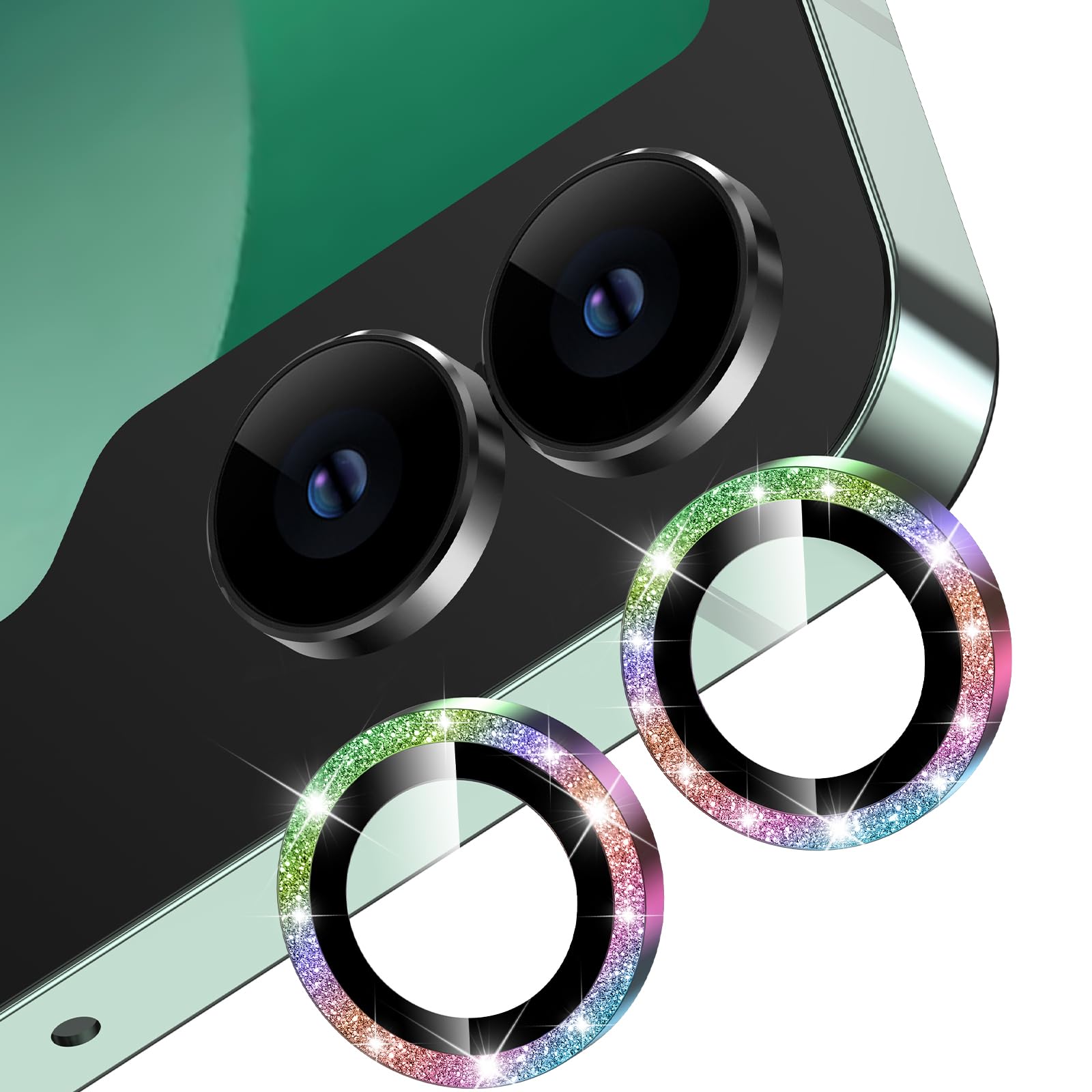 YWXTW for Samsung Galaxy Z Flip 6 Camera Lens Protector, Bling Glitter Individual Anti Scratch Metal Ring Tempered Glass Camera Screen Protector (