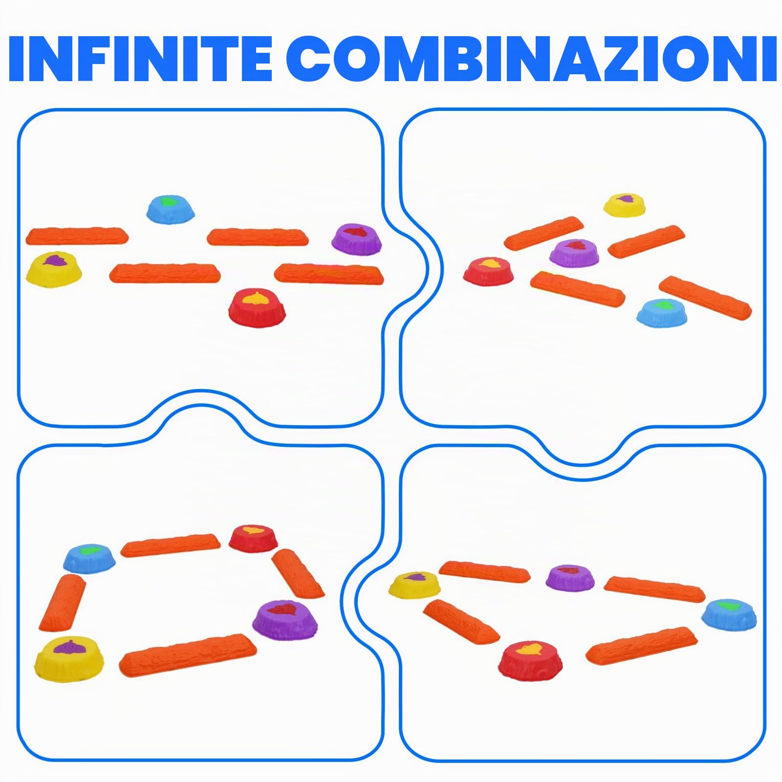 Balance Board Bambini, 8 Pietre di Bilanciamento Bambini Antiscivolo, Gioco Equilibrio Bambino Promuove la Coordinazione Equilibrio per Interni ed Esterno Giochi da Giardino