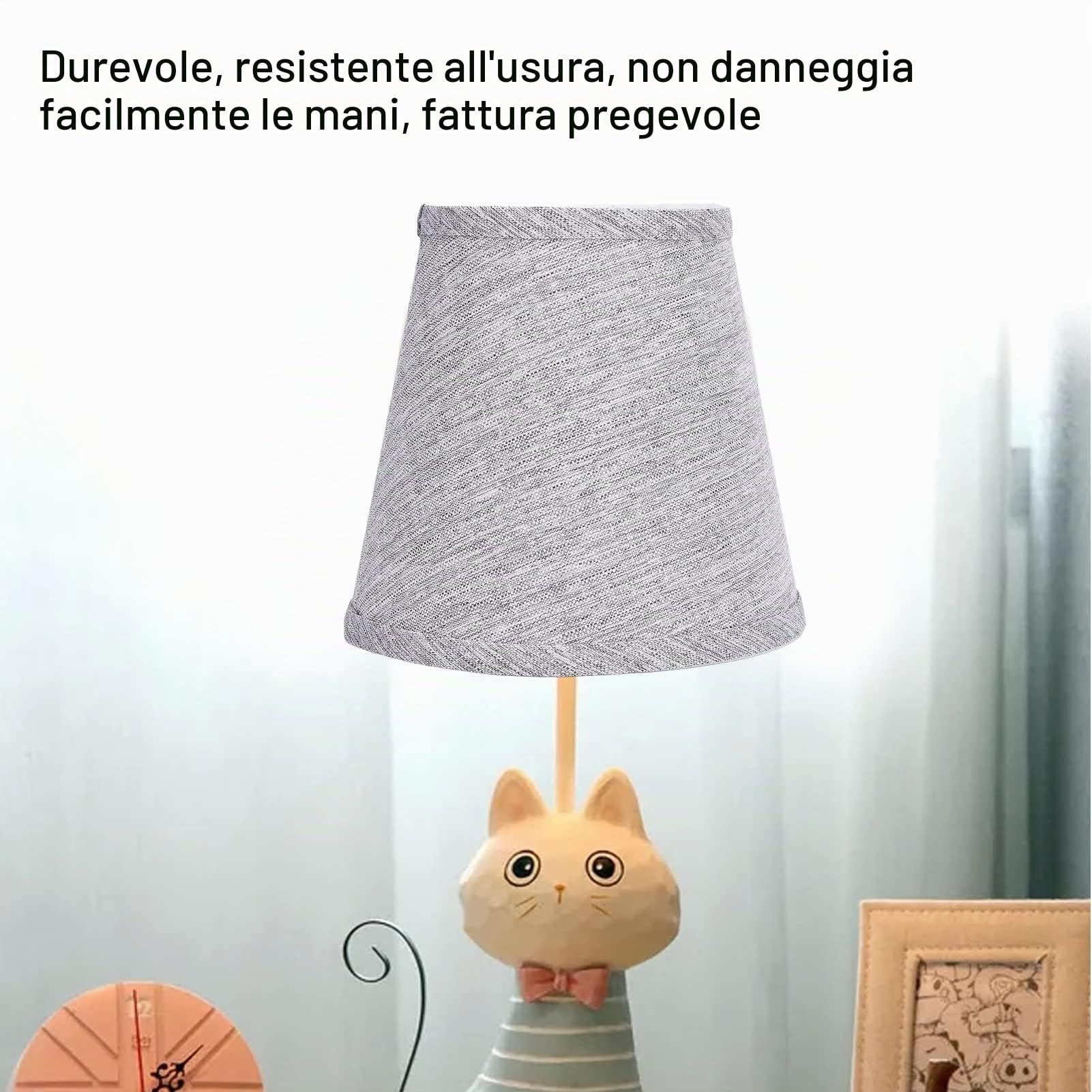 Buachois 6 Pezzi Paralume E14 Tessuto Coprilampada Moderno | Paralume a Clip per Lampadario e Lampada Parete, Copertura in Tessuto per Illuminazione Interni