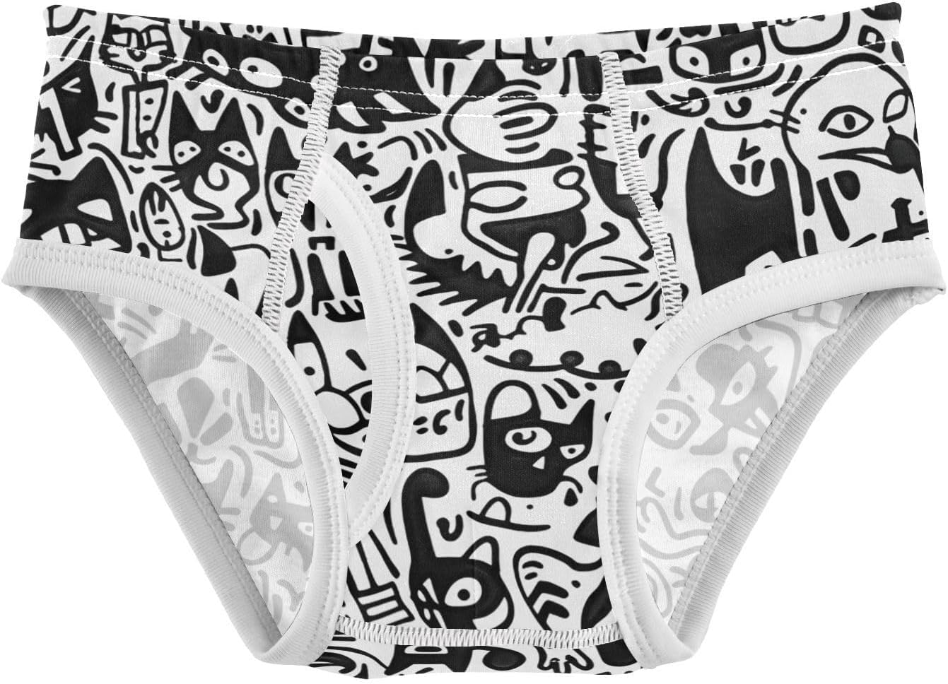 visesunny Boys Training Underwear Black White Graffiti Patterns Breathe Cotton Potty Briefs Size 2T-8Y for Toddler