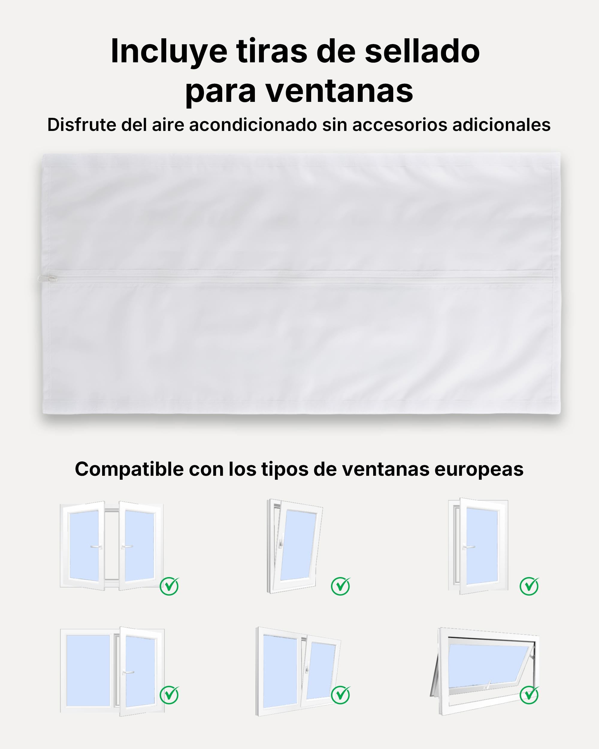 Aire Acondicionado Portátil 7000 BTU, Climatizador 3 en 1, Kit Ventana Incluido, Control App/Mando, Silencioso <48 dB, Temporizador 24 H, Hasta 20 m²