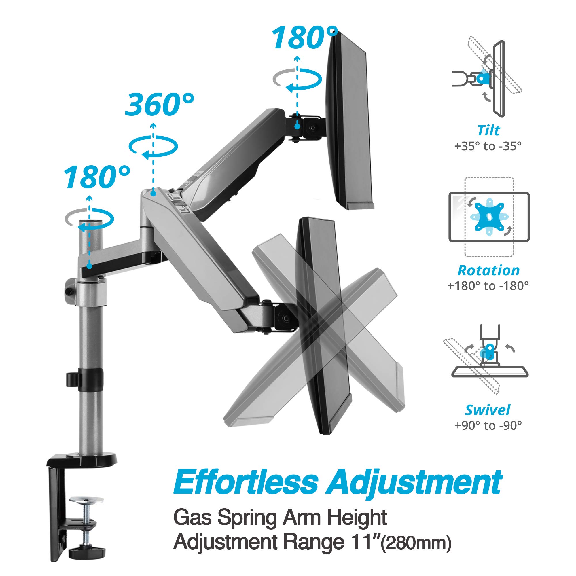 Buy AVLT Dual 13"32" Monitor Arm Desk Mount fits Two Flat/Curved