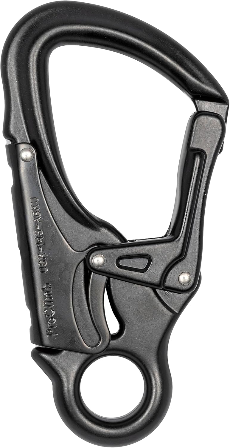 Forged Aluminum Carabiner Snaphook | Perfect for Rock Climbing, Arborists, Fire Fighters, Rescue Ops