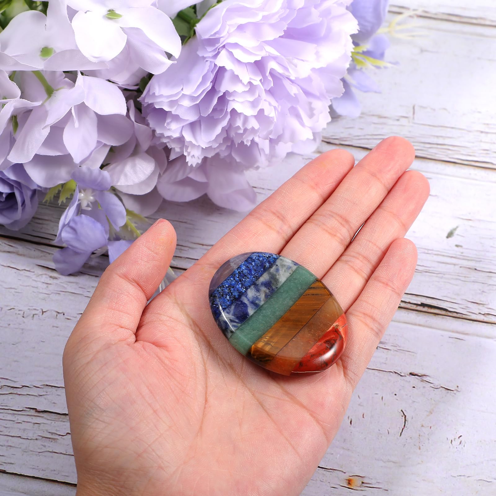Sibba Chakra Kristalle Daumen Kristall Palm Pocket Handschmeichler Stein Chakra Massagestein Steine Oval Edelsteine Glückssteine Kristalle Edelsteine Glücksbringer Sorgensteine für Meditation Geschenk