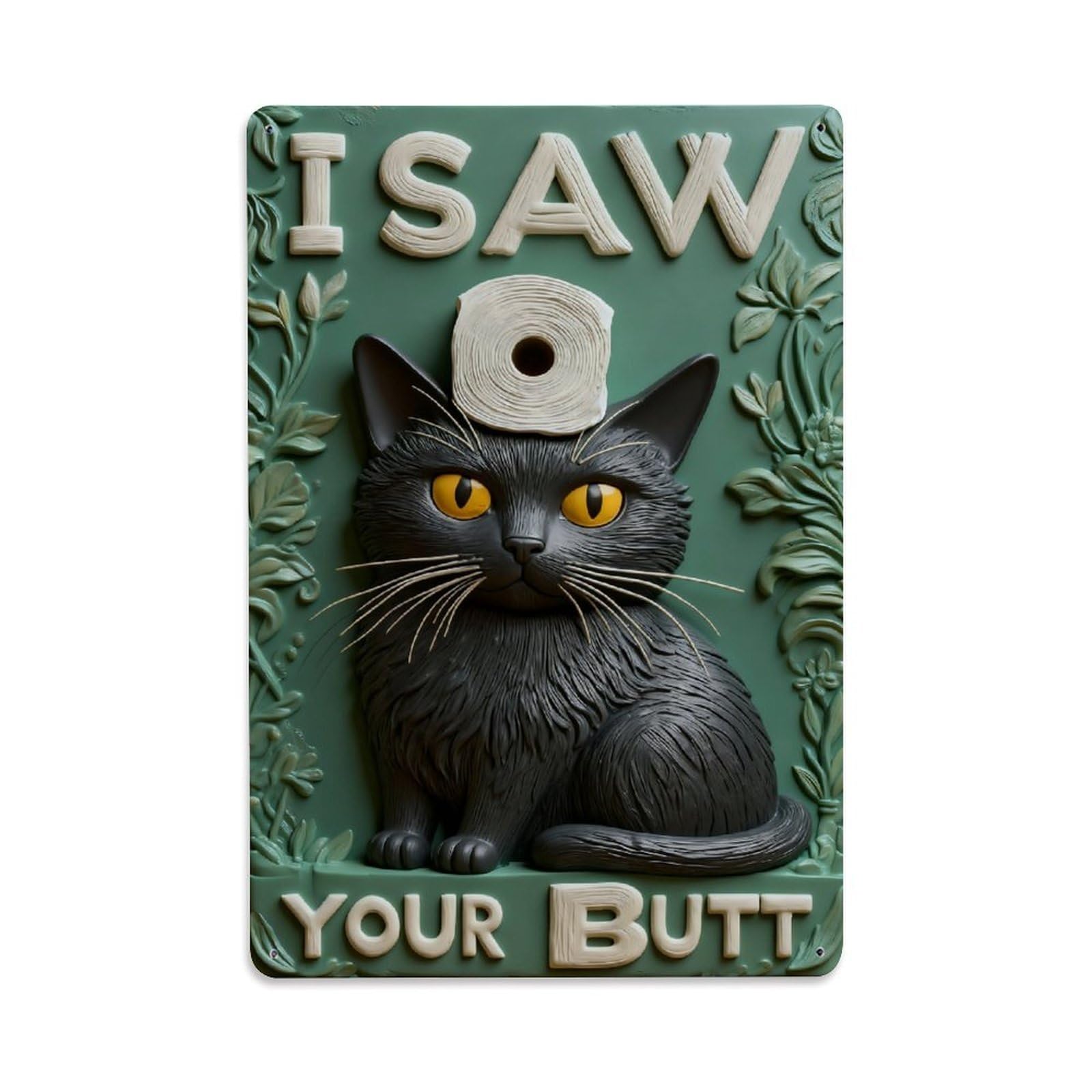 Black Cat Humorous Text Vintage Metal Tin Sign Retro Wall Decor Poster, Ideal for Home Office Living Room Bar Man Cave, 8x12 Inch