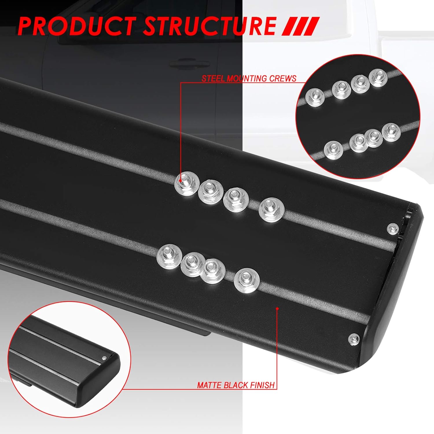 Auto Dynasty 6 Inches Side Step Nerf Bar Running Boards Compatible with Silverado Sierra 1500 2500HD 3500HD Crew Cab 07-19, Stainless Steel, Black Powdercoated