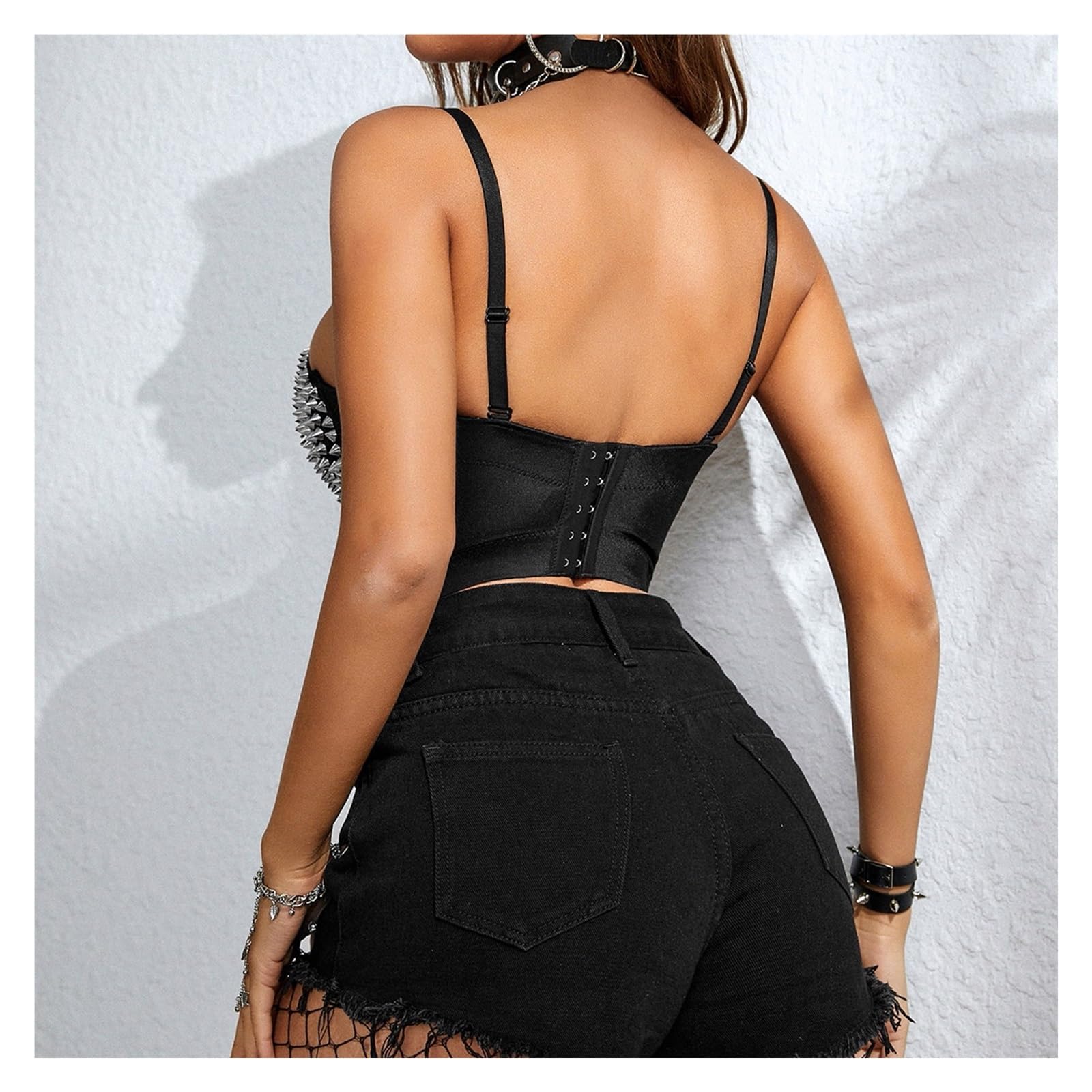Top Corto con Bustino di Strass Canottiere con paillettes e diamanti con strass, reggiseno da donna, camicette, camicette, abbigliamento da donna, modellante, corsetto sexy, top corti da donna(Gold,M)