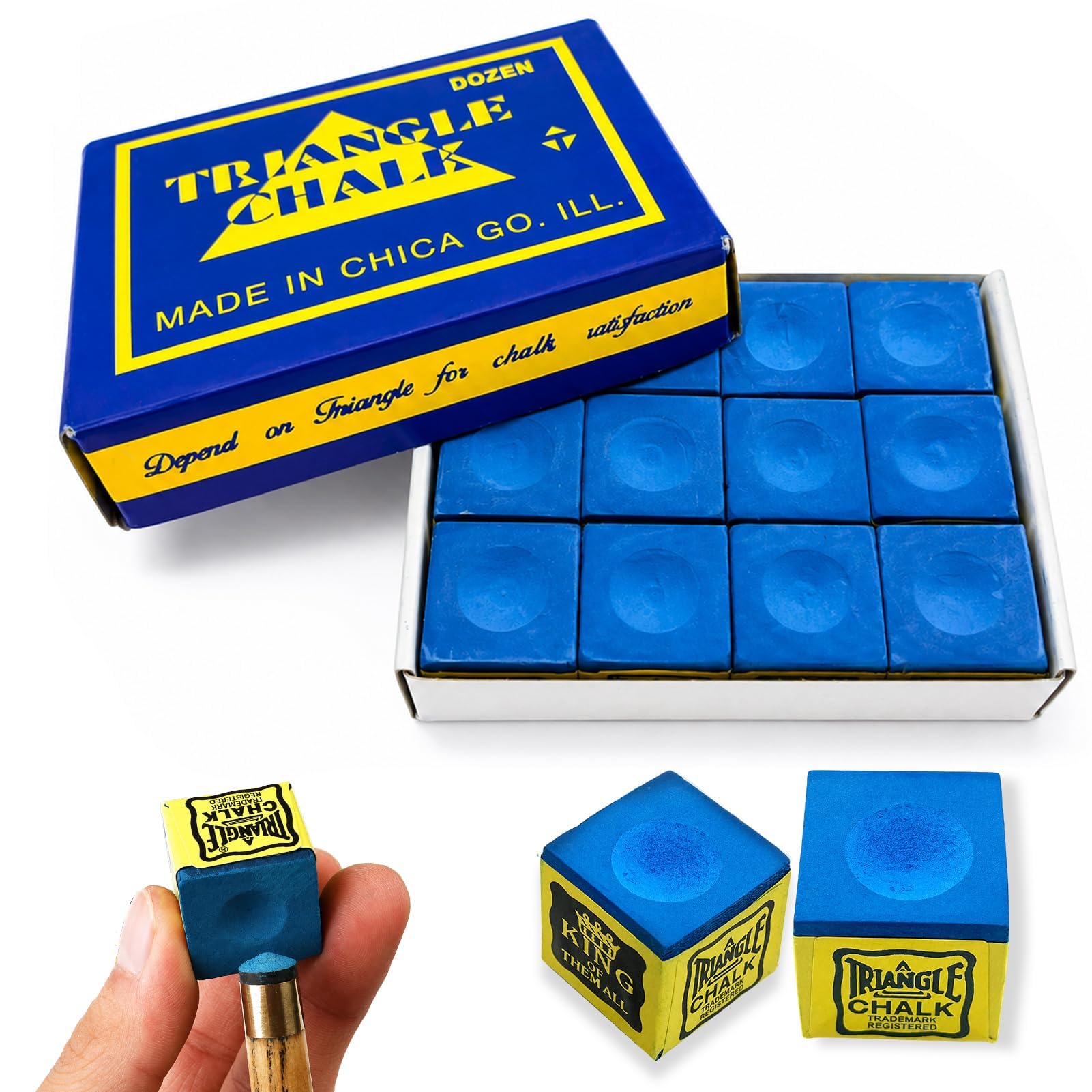 Lizricona Snooker Chalk, 12 Pieces Pool Chalk, Blue Dry Rub Block, 2.2 * 2.2cm Individual Size, Equipped with Portable Container, for Daily Training Billiard Entertainment Occasion