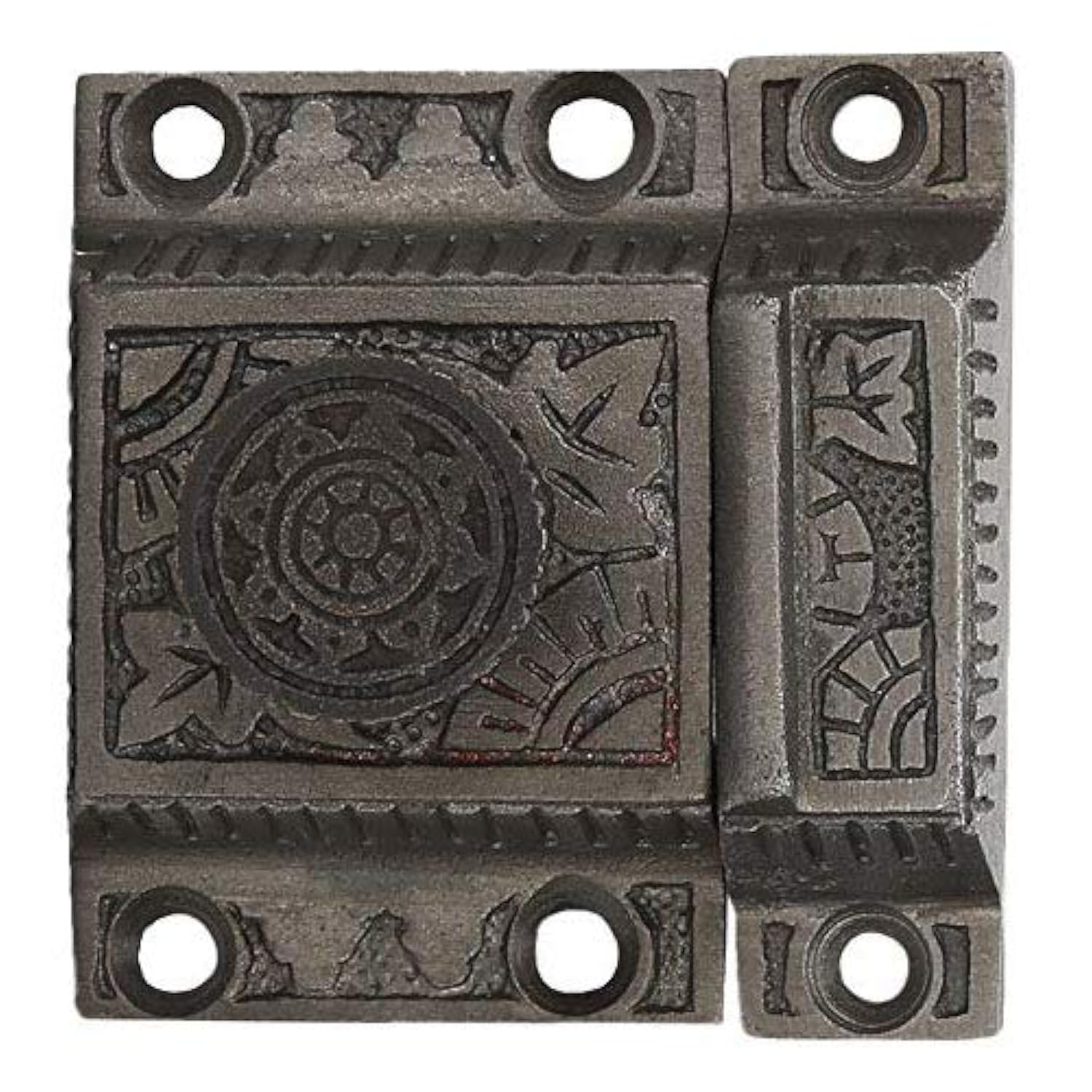 A29 Iron Cabinet Latch, Latch for Cabinet Closet Kitchen Door with Windsor Knob Design, Handmade Antique Iron Finish, Antique Latch